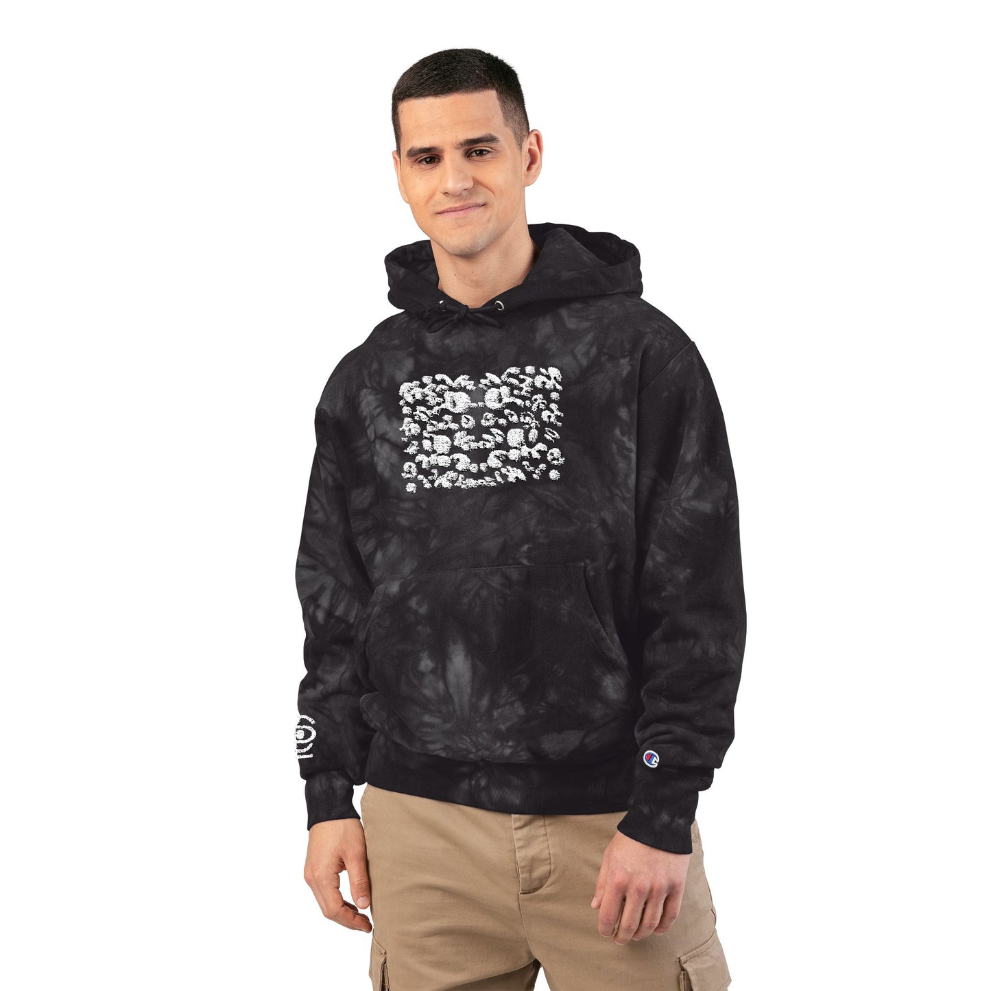 Mirror Work Embroidered Unisex Champion Tie-Dye Hoodie