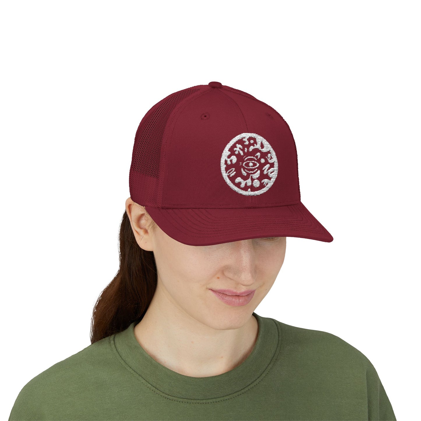 Adorn'd Logo Embroidered Retro Trucker Hat - Starlight White