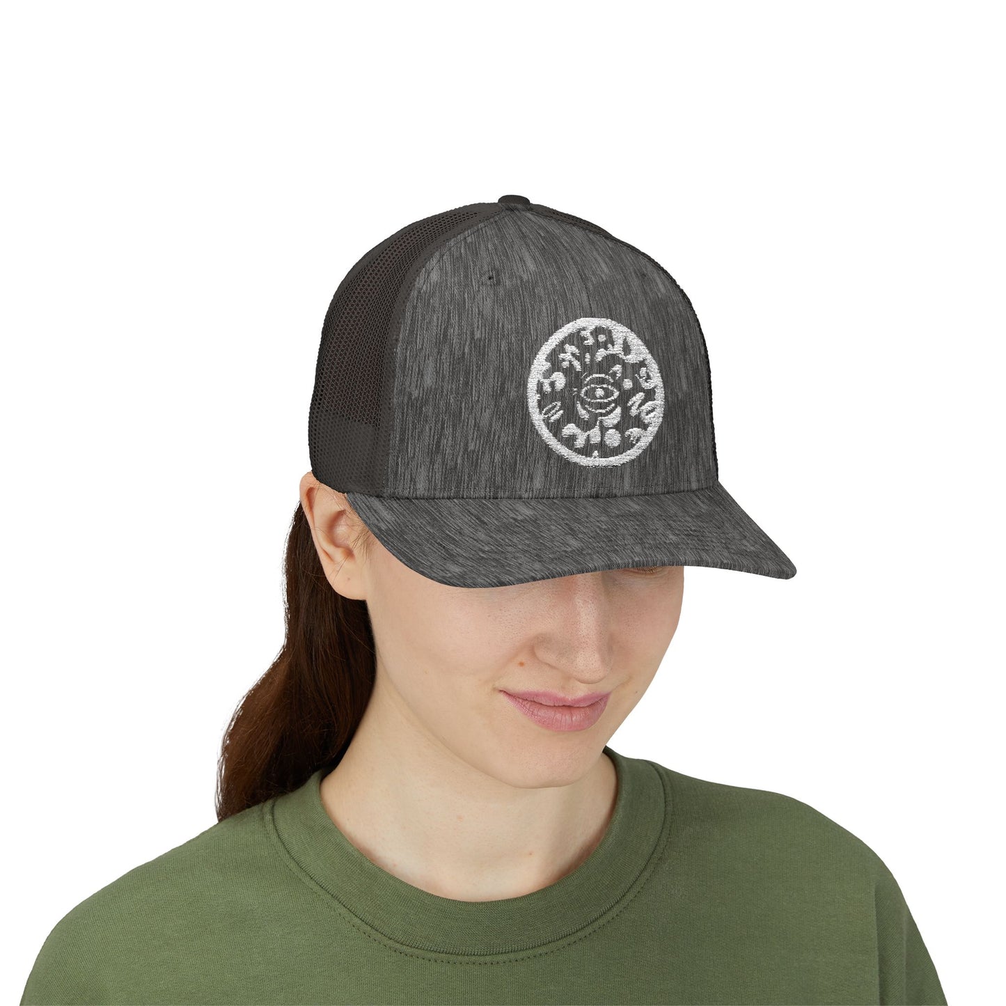 Adorn'd Logo Embroidered Retro Trucker Hat - Starlight White