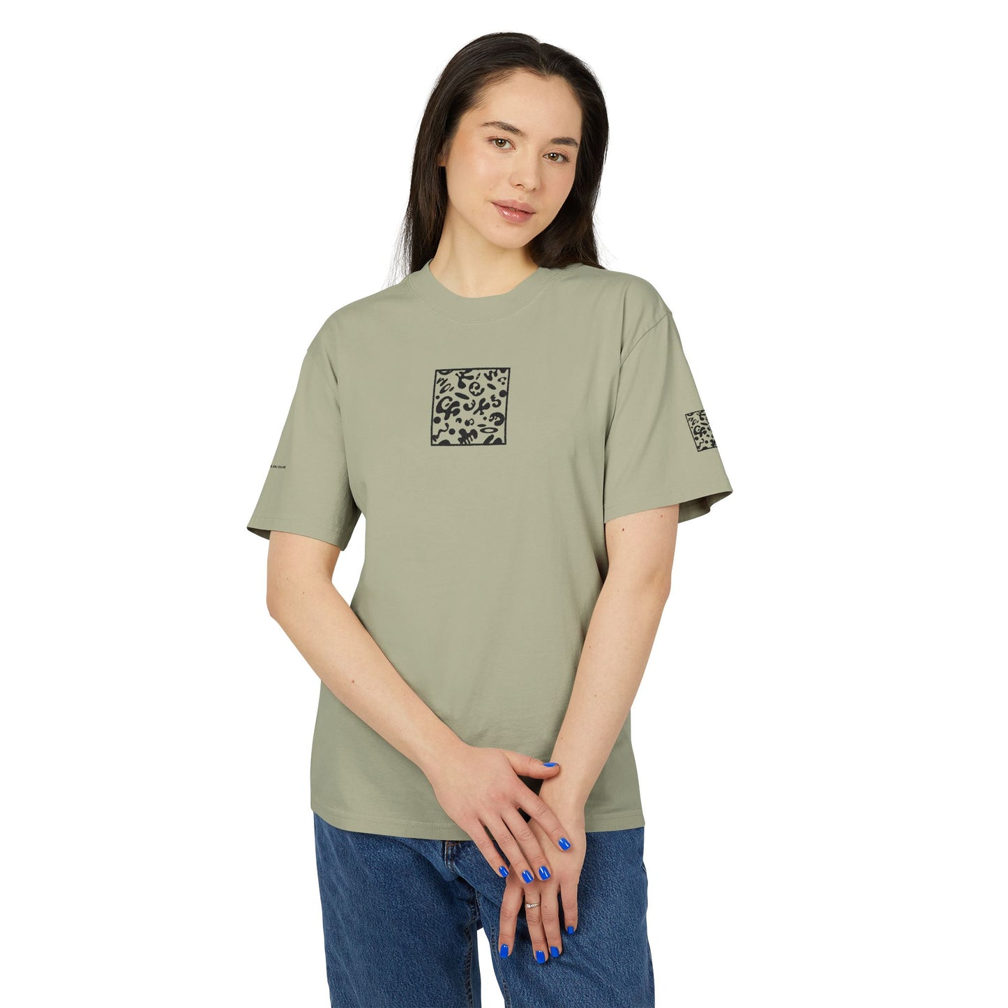 Adorn'd Minimalist Embroidered Unisex Heavy Faded Tee - Smoke Signal Black