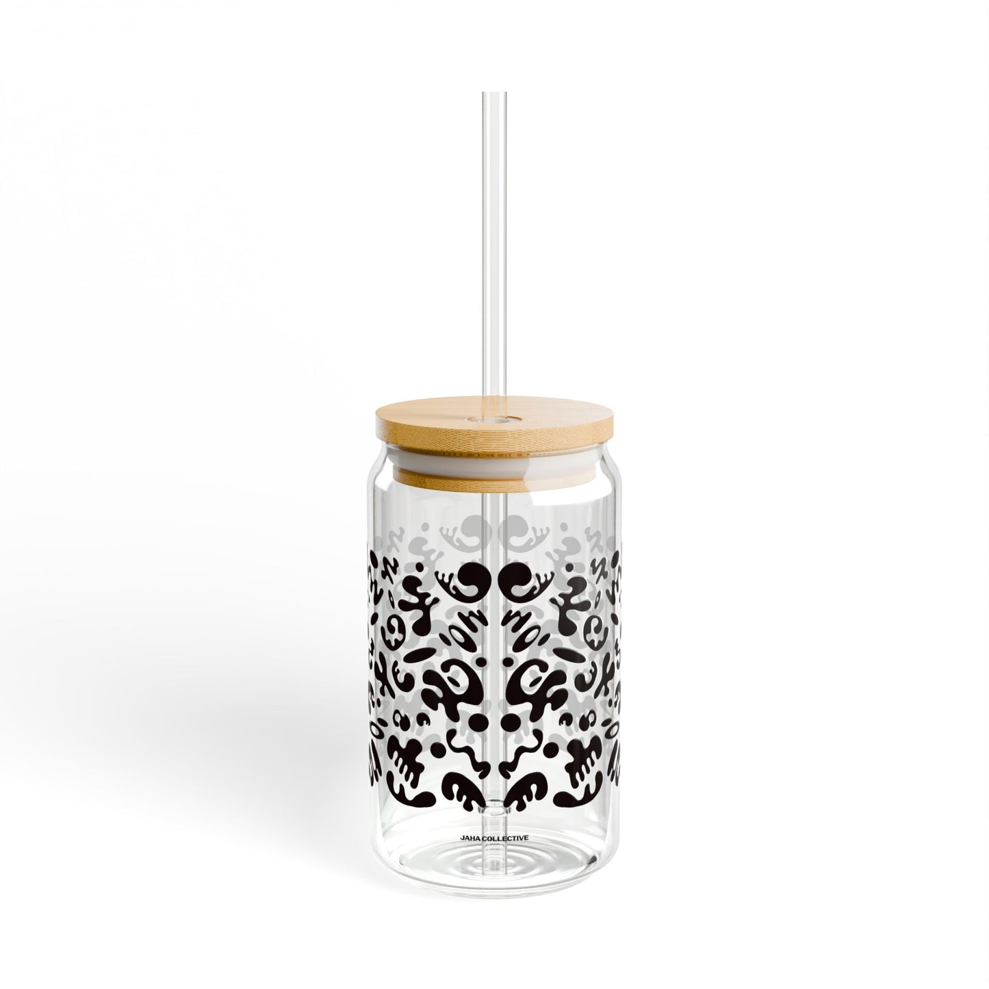 Mirror Work Sipper Glass with Bamboo Lid (16oz)