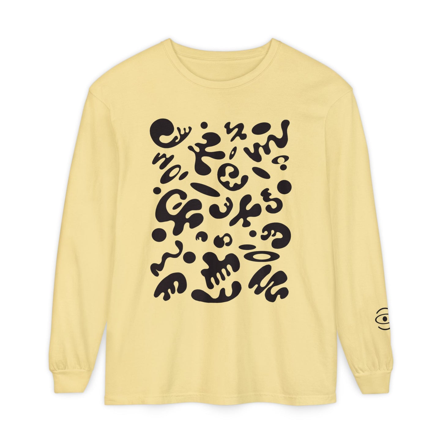 Pure Imagination Unisex Garment Dyed Long Sleeve T-Shirt - Smoke Signal Black Print