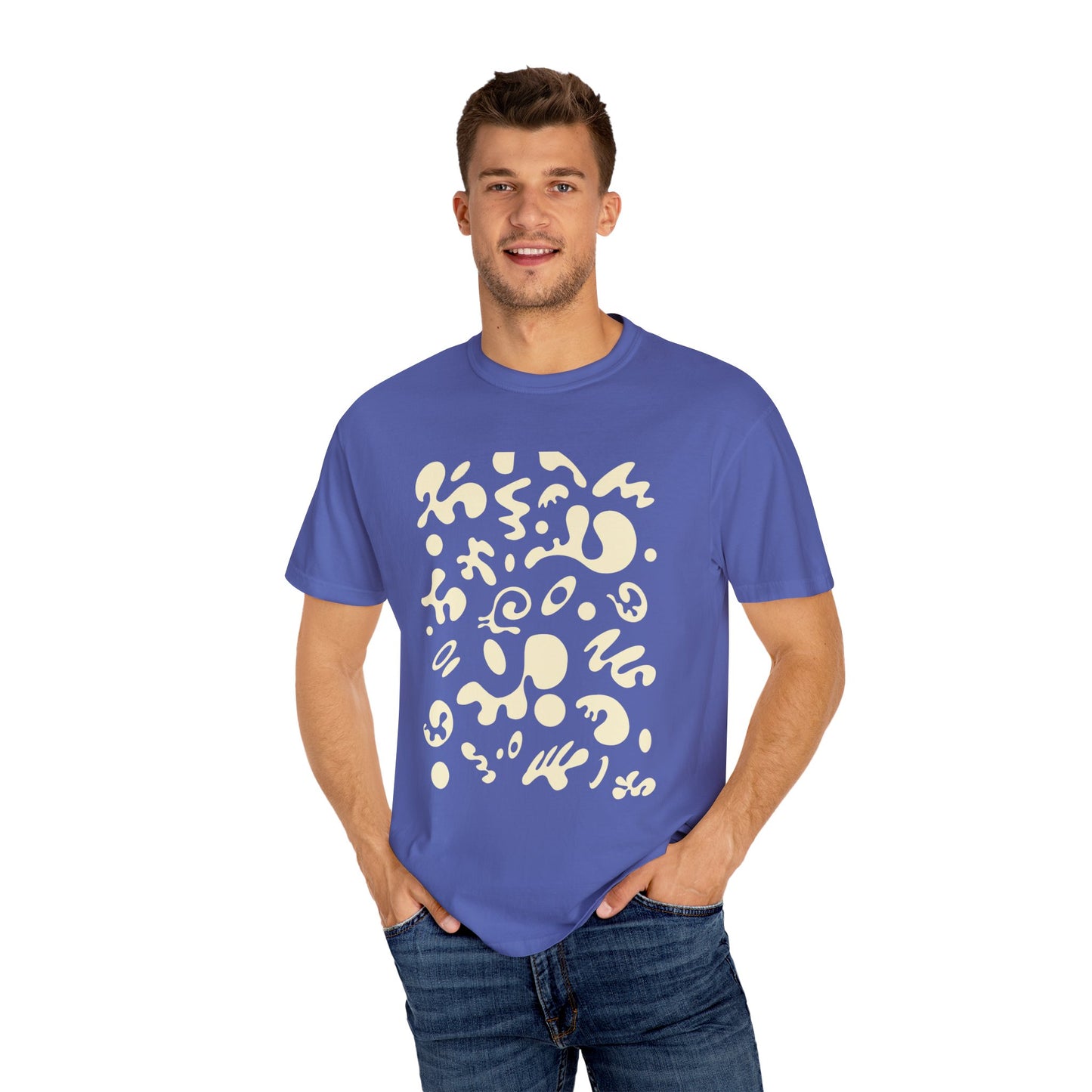 Pure Imagination Unisex Garment-Dyed T-Shirt (Cool Neutrals) - Blank Page White Print