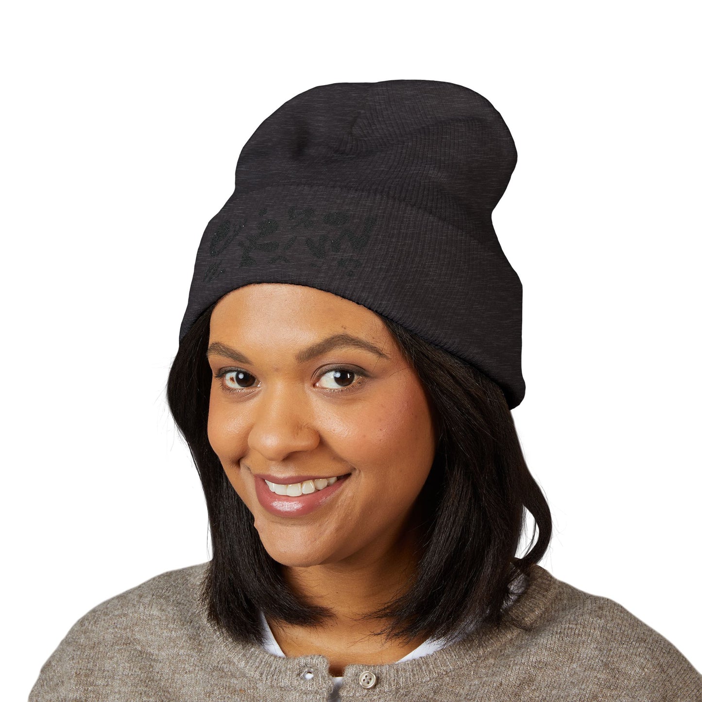 Pure Imagination Embroidered Classic Cuffed Beanie - Smoke Signal Black