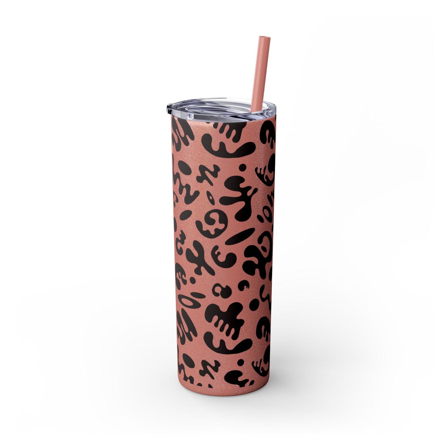 Mirror Work Skinny Color Tumbler w Straw - Smoke Signal Black Print