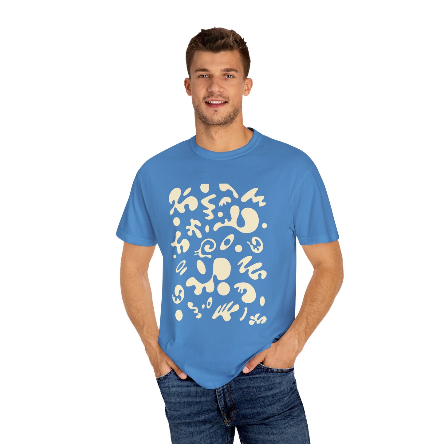 Pure Imagination Unisex Garment-Dyed T-Shirt (Cool Neutrals) - Blank Page White Print