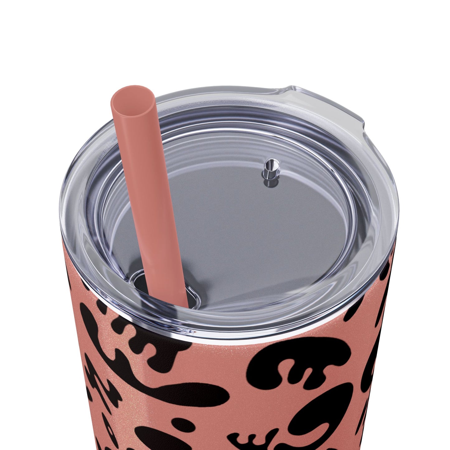Mirror Work Skinny Color Tumbler w Straw - Smoke Signal Black Print