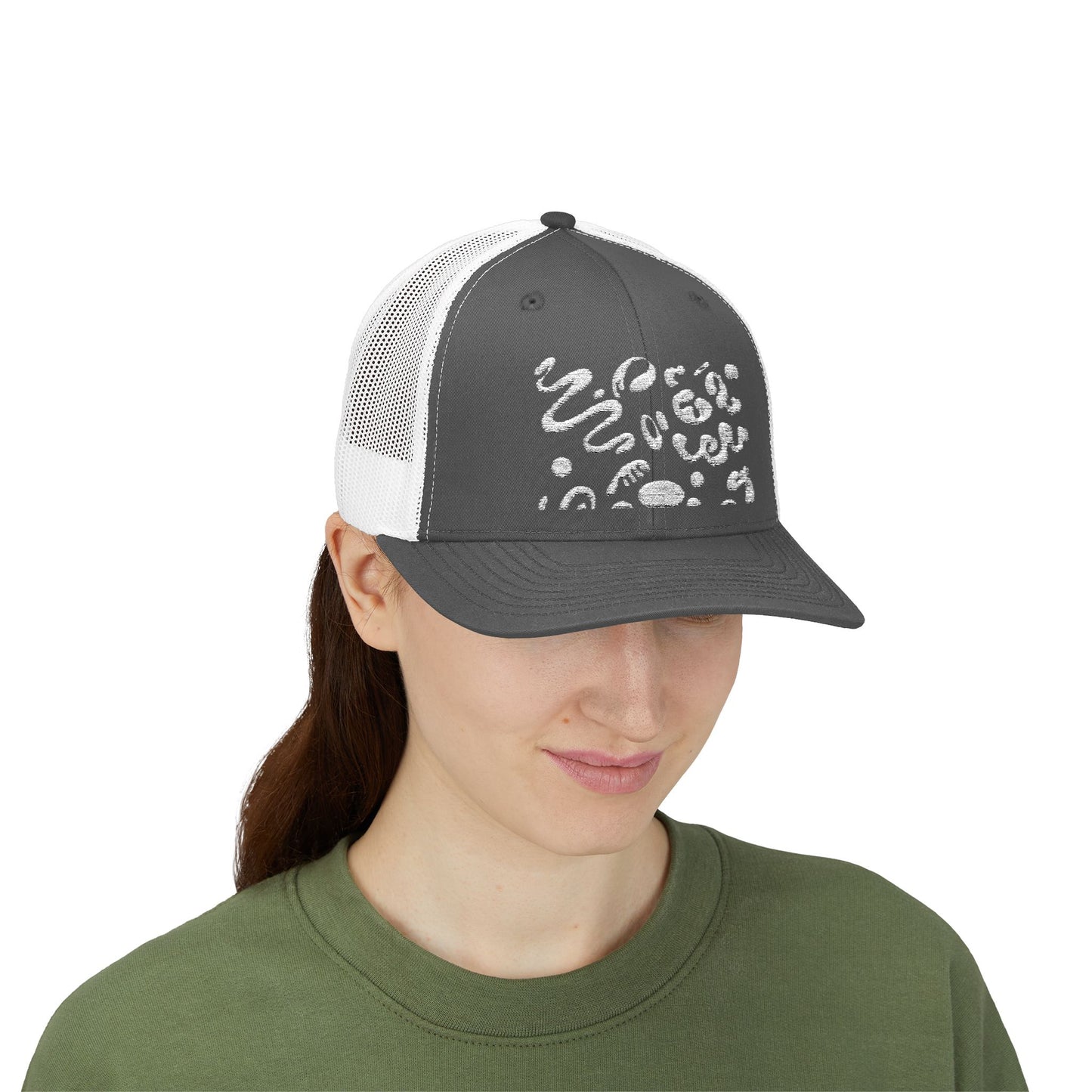 Pure Imagination Embroidered Retro Trucker Hat - Blank Page White