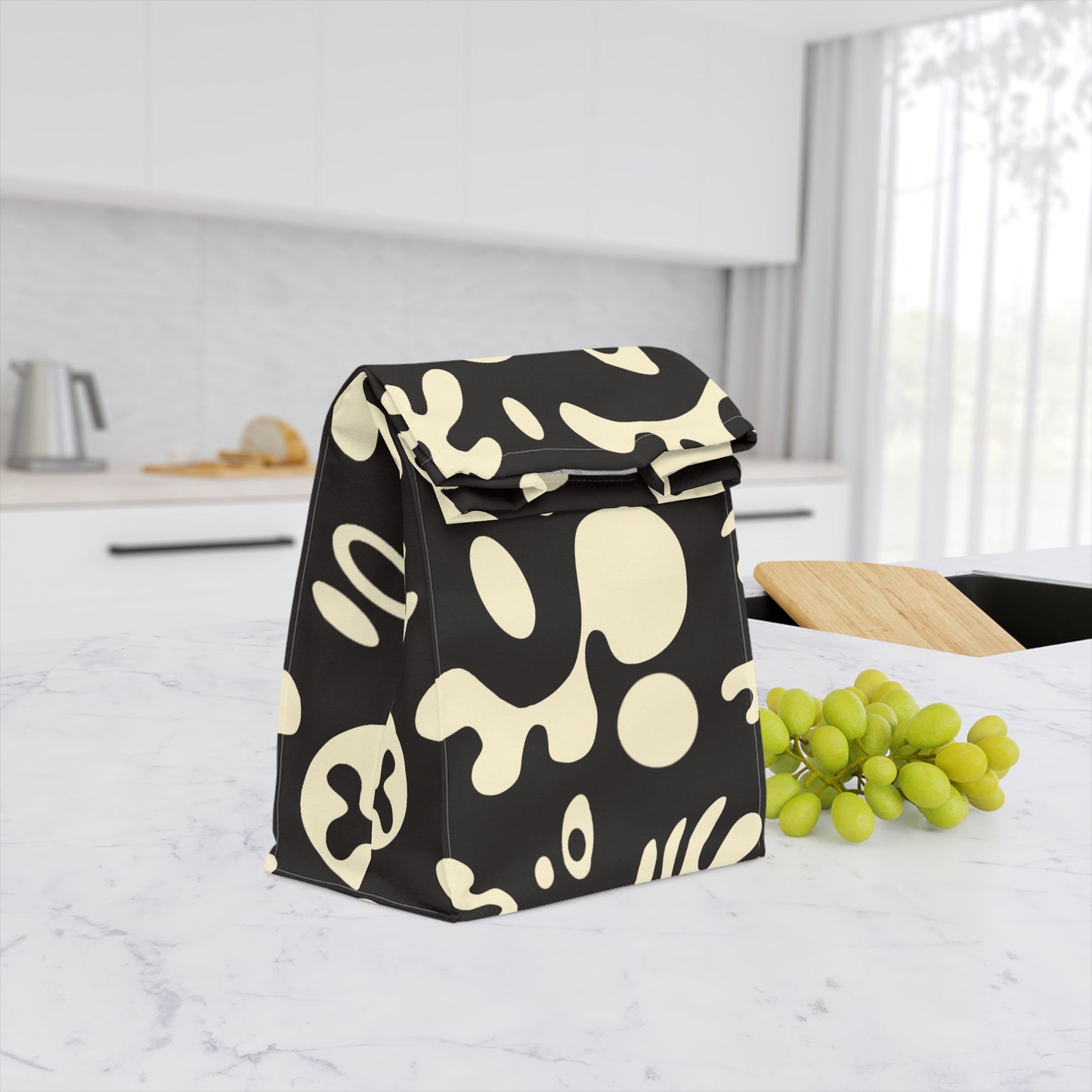 Pure Imagination Magnetic Roll Top Fabric Lunch Bag - Smoke Signal Black