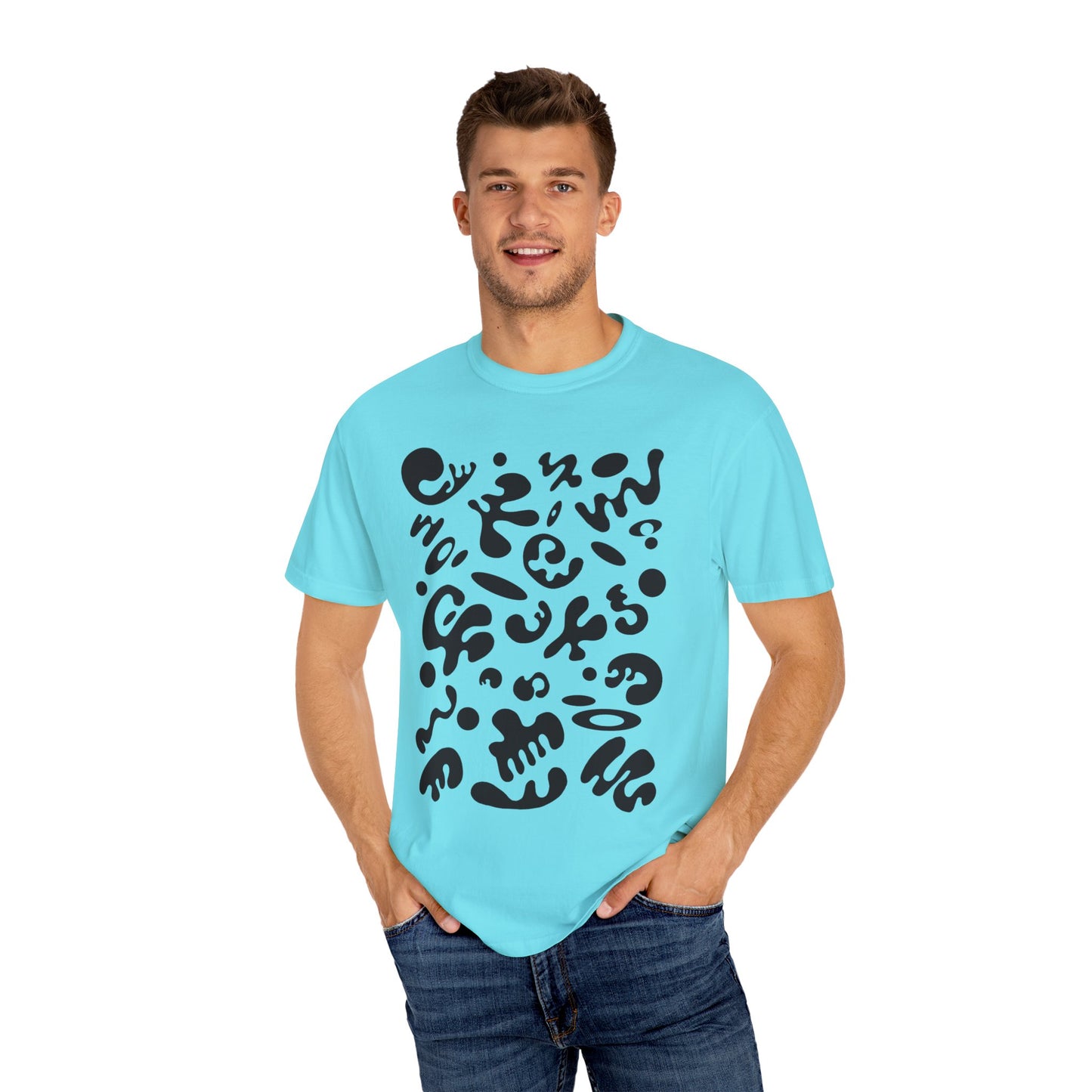 Pure Imagination Unisex Garment-Dyed T-Shirt (Cool Neutrals) - Smoke Signal Black Print