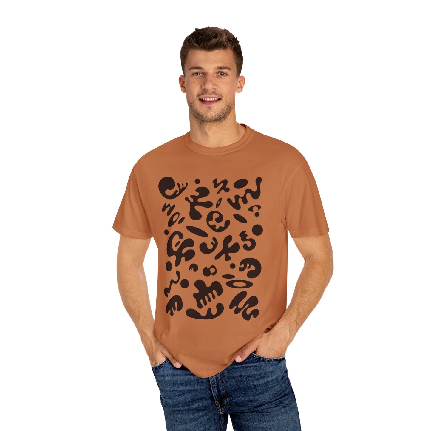 Pure Imagination Unisex Garment-Dyed T-Shirt (Warm Neutrals) - Smoke Signal Black Print