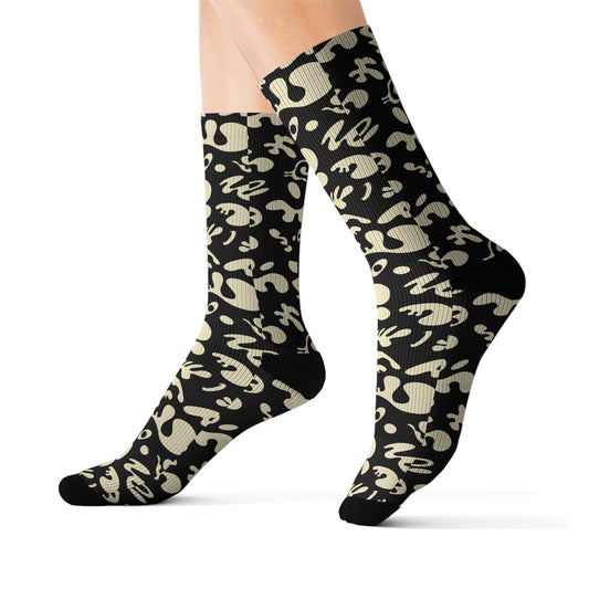 Adorn'd Print Socks - Smoke Signal Black
