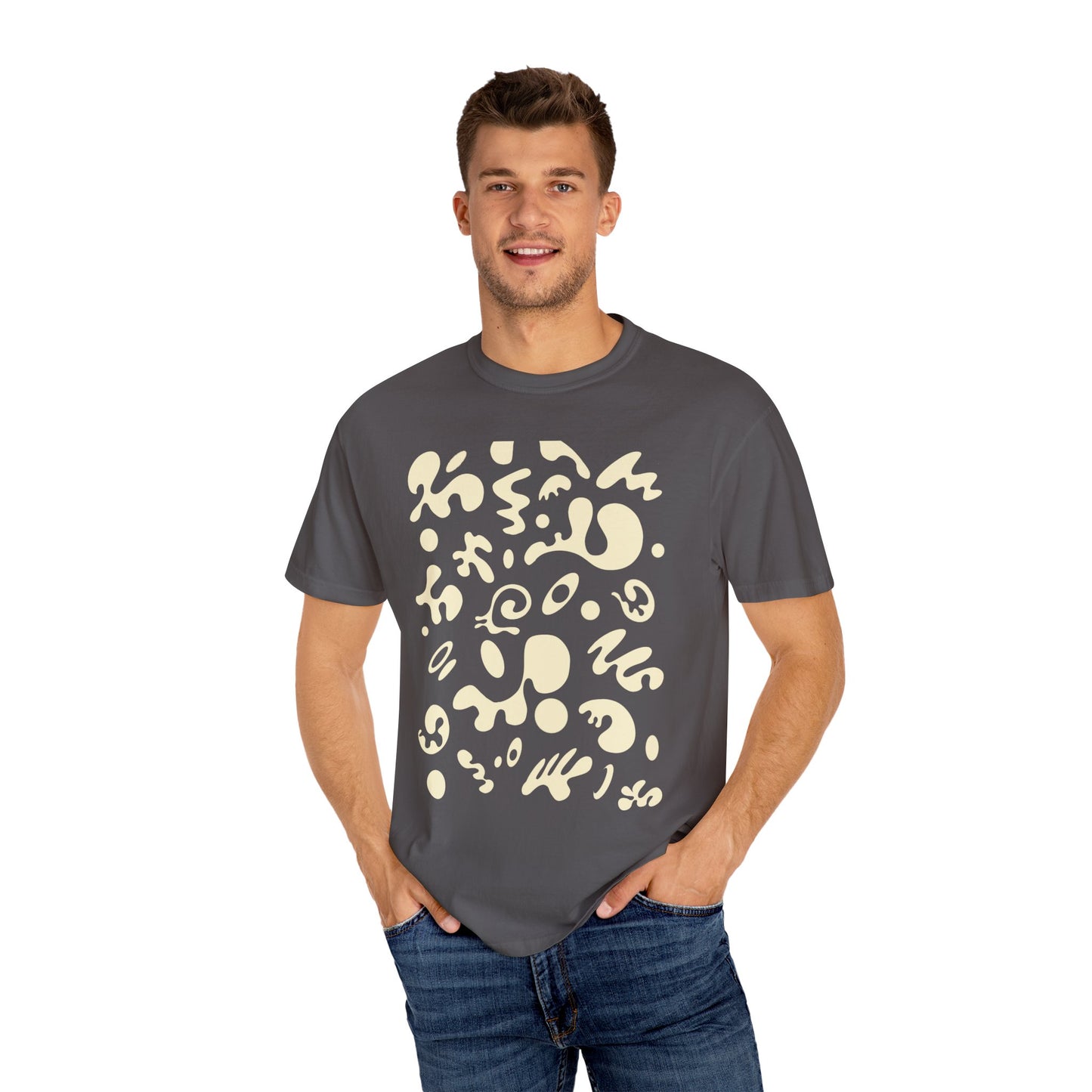 Pure Imagination Unisex Garment Dyed T-Shirt (Warm Neutrals) - Blank Page White Print