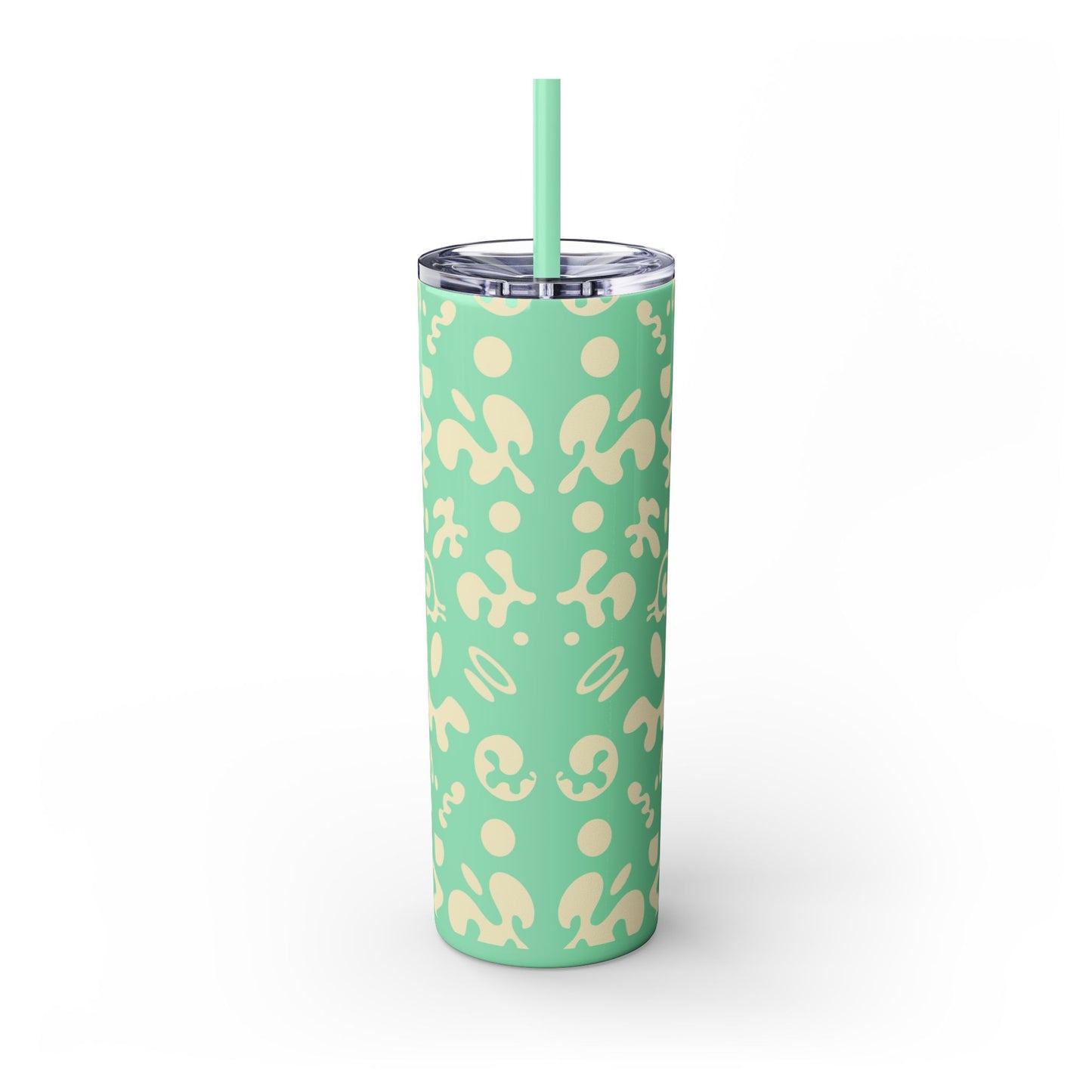 Mirror Work Skinny Color Tumbler w Straw - Blank Page White Print