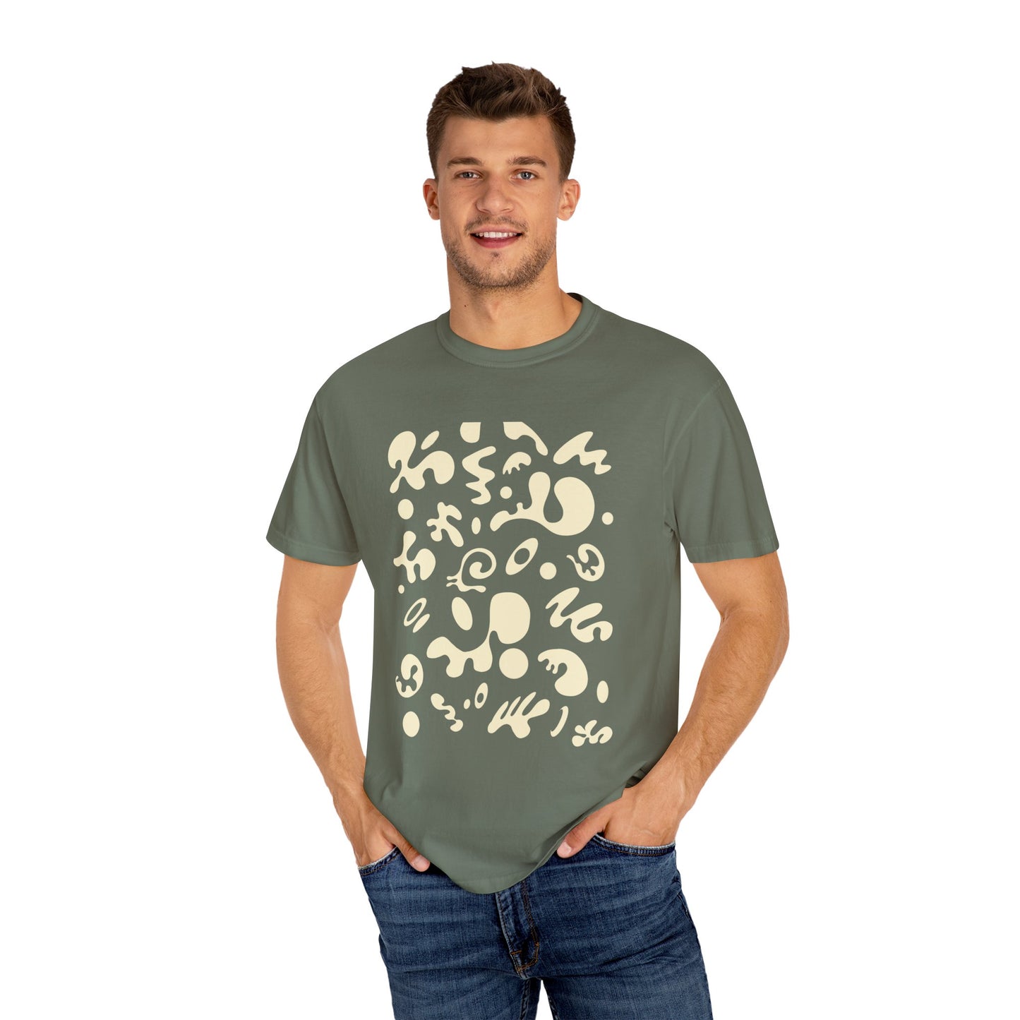 Pure Imagination Unisex Garment-Dyed T-Shirt (Cool Neutrals) - Blank Page White Print
