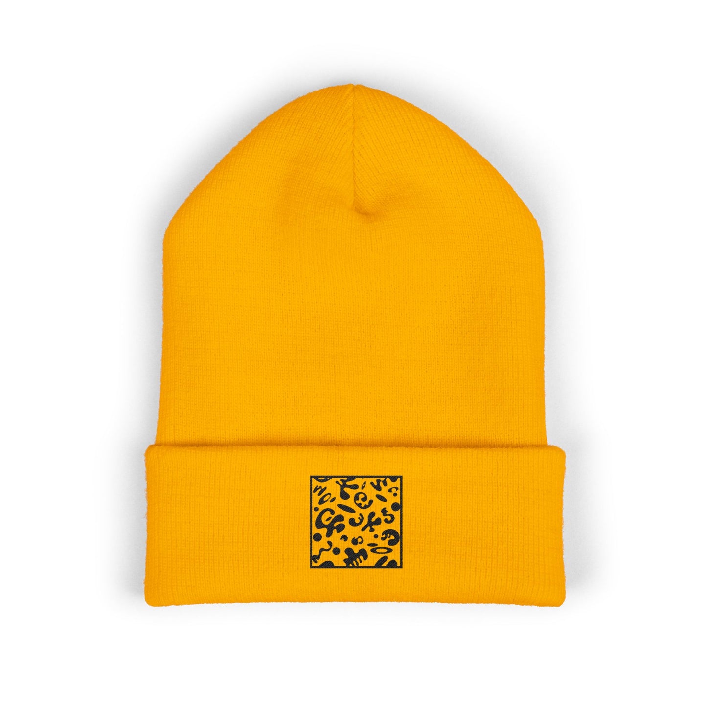Adorn'd Square Embroidered Classic Cuffed Beanie - Smoke Signal Black