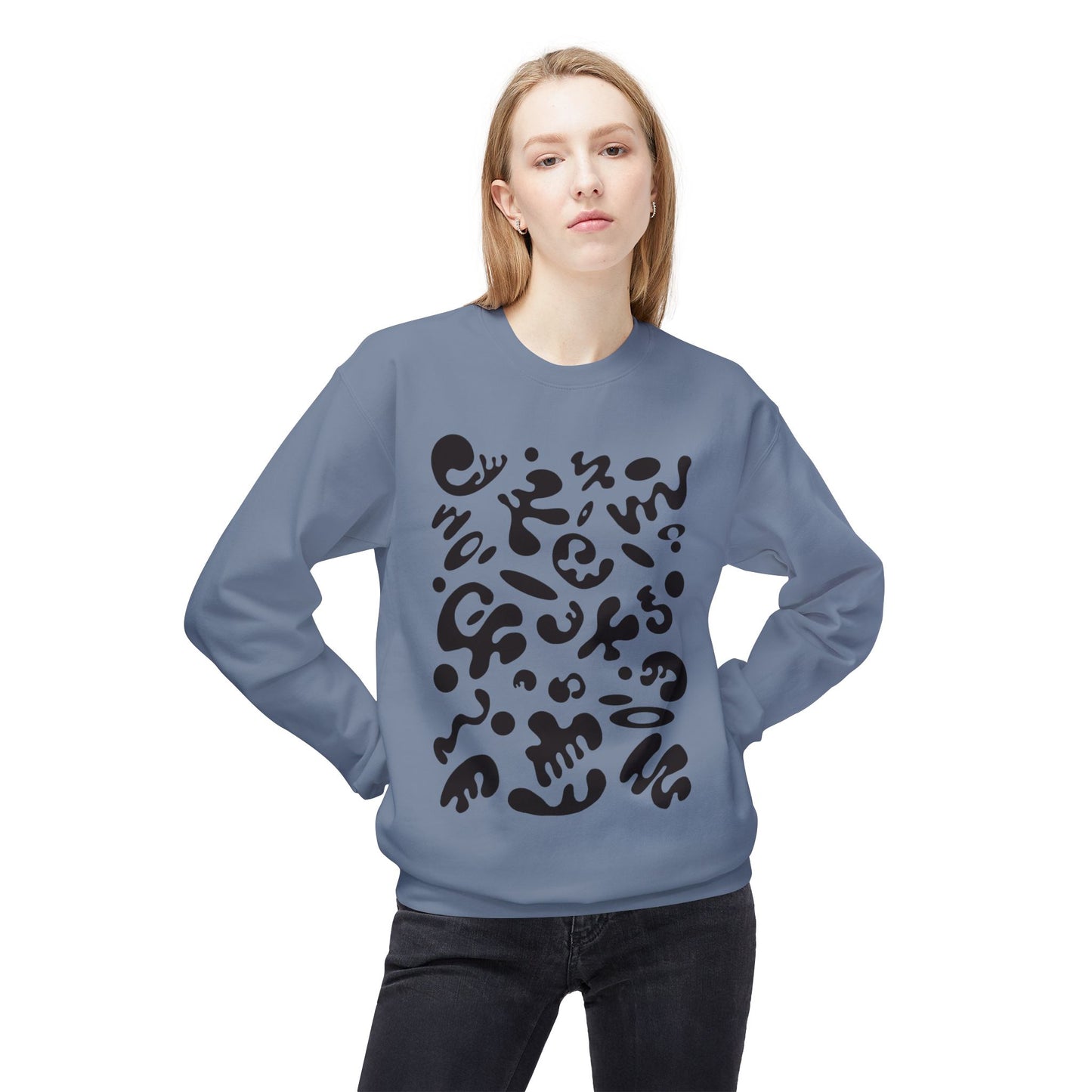 Pure Imagination Unisex Midweight Softstyle Fleece Crewneck Sweatshirt - Smoke Signal Black Print