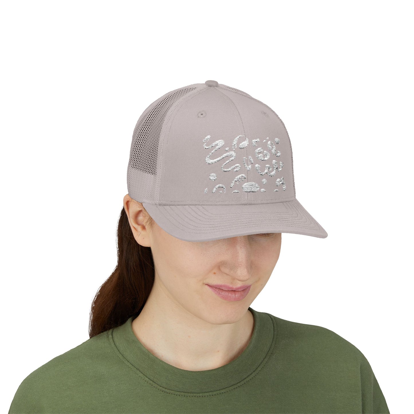 Pure Imagination Embroidered Retro Trucker Hat - Blank Page White