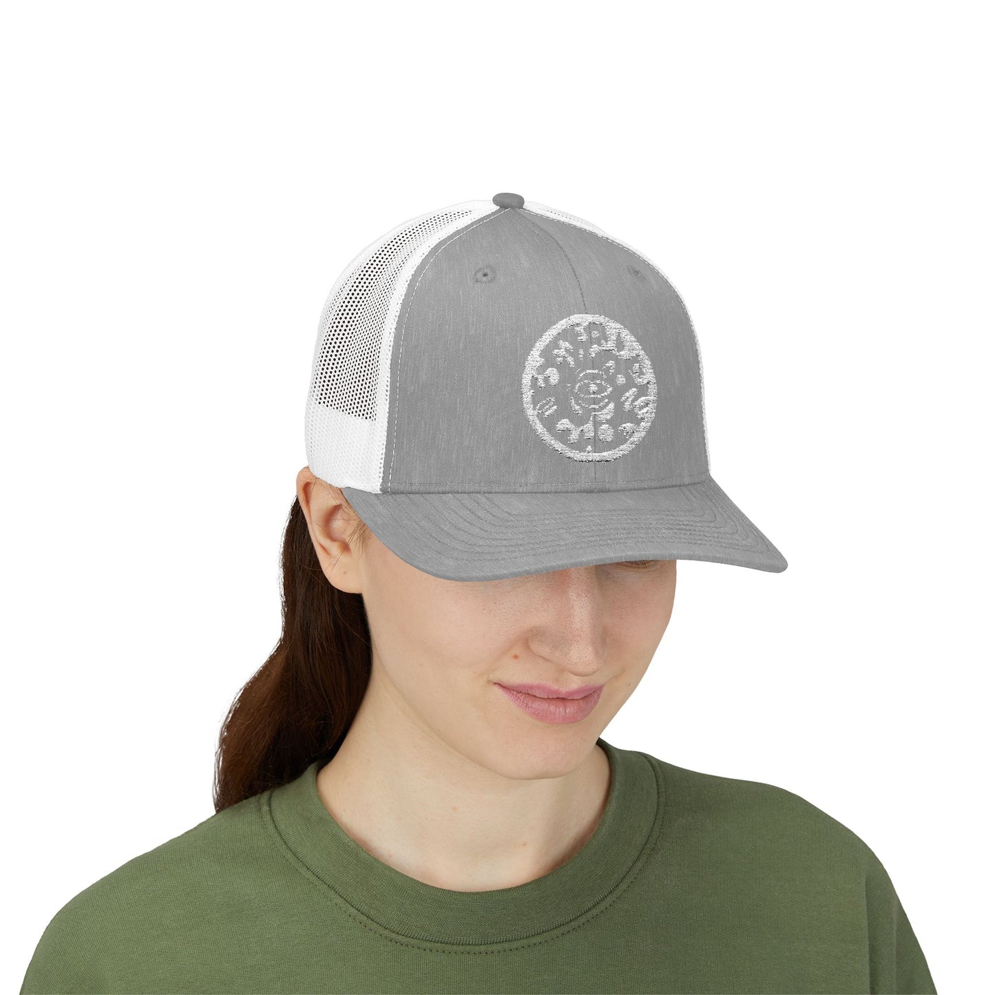 Adorn'd Logo Embroidered Retro Trucker Hat - Starlight White