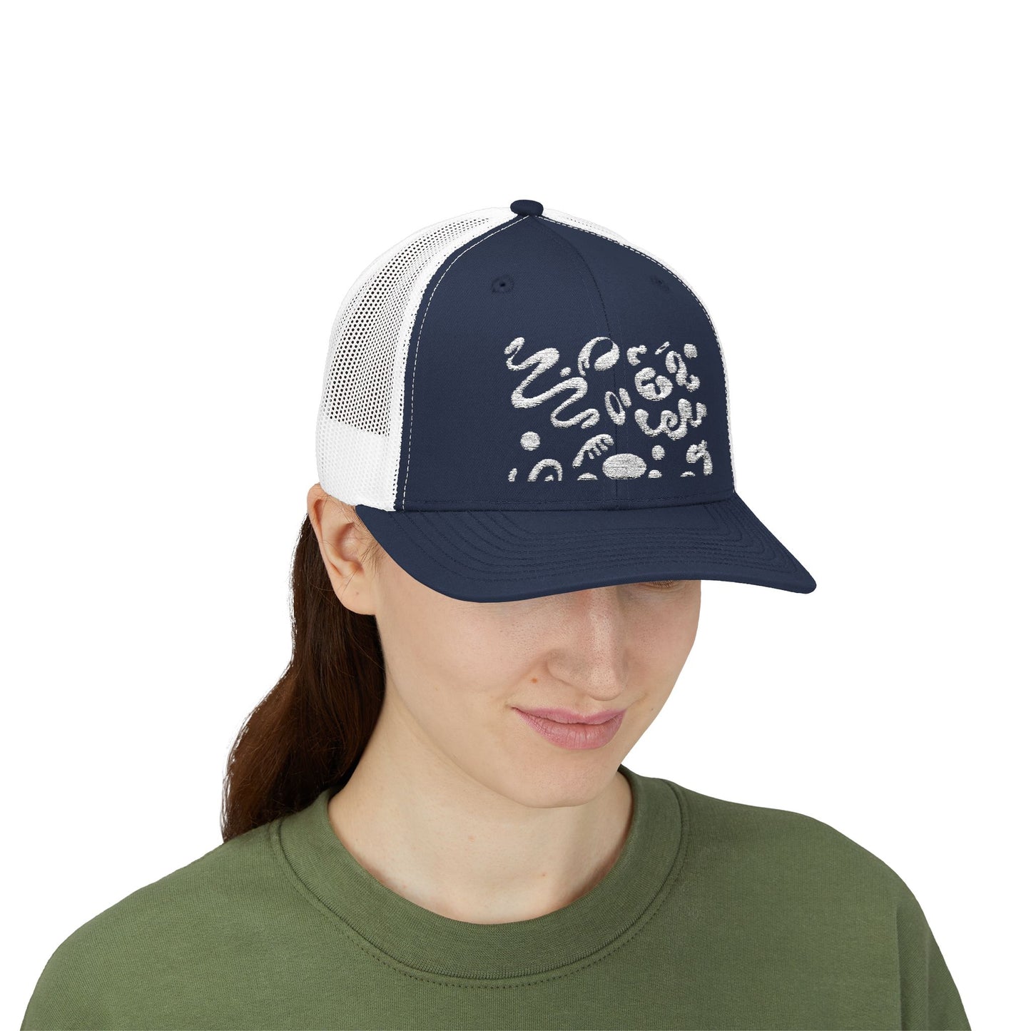 Pure Imagination Embroidered Retro Trucker Hat - Blank Page White