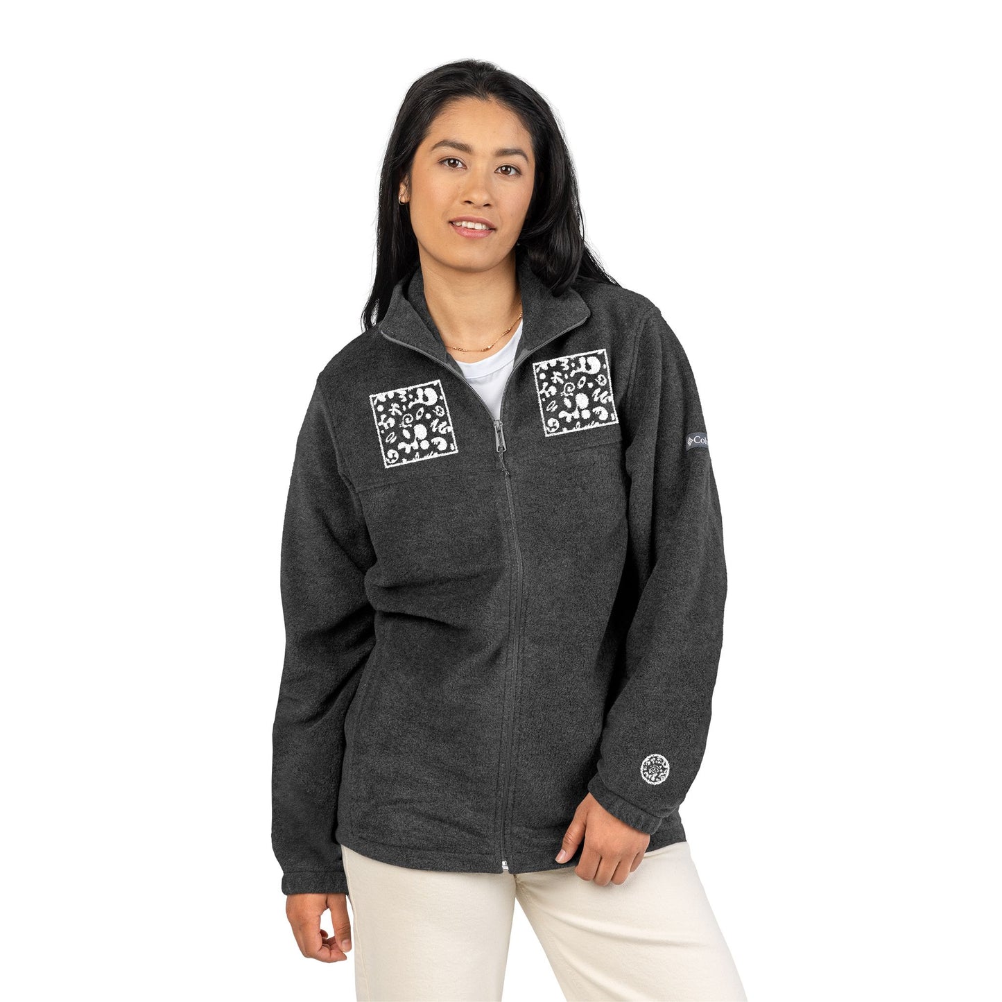 Mirror Work Embroidered Fleece Columbia Jacket