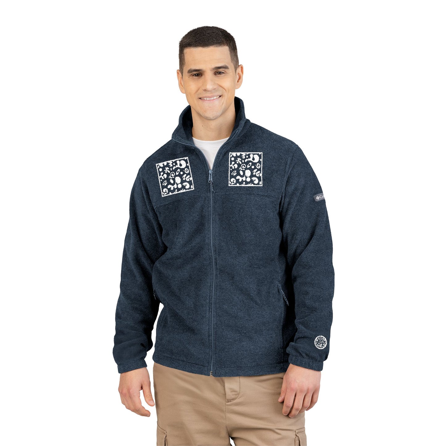 Mirror Work Embroidered Fleece Columbia Jacket