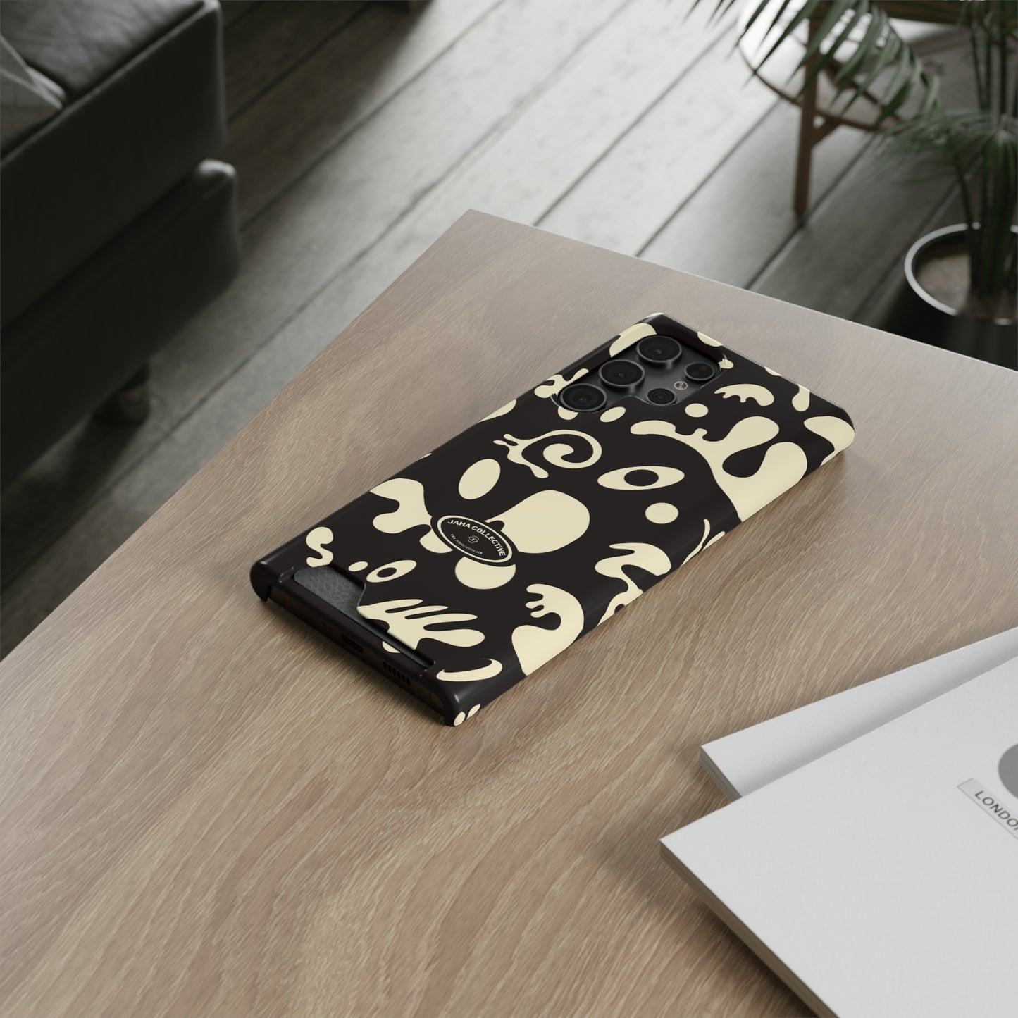 Pure Imagination Phone Case w Card Holder - Smoke Signal Black