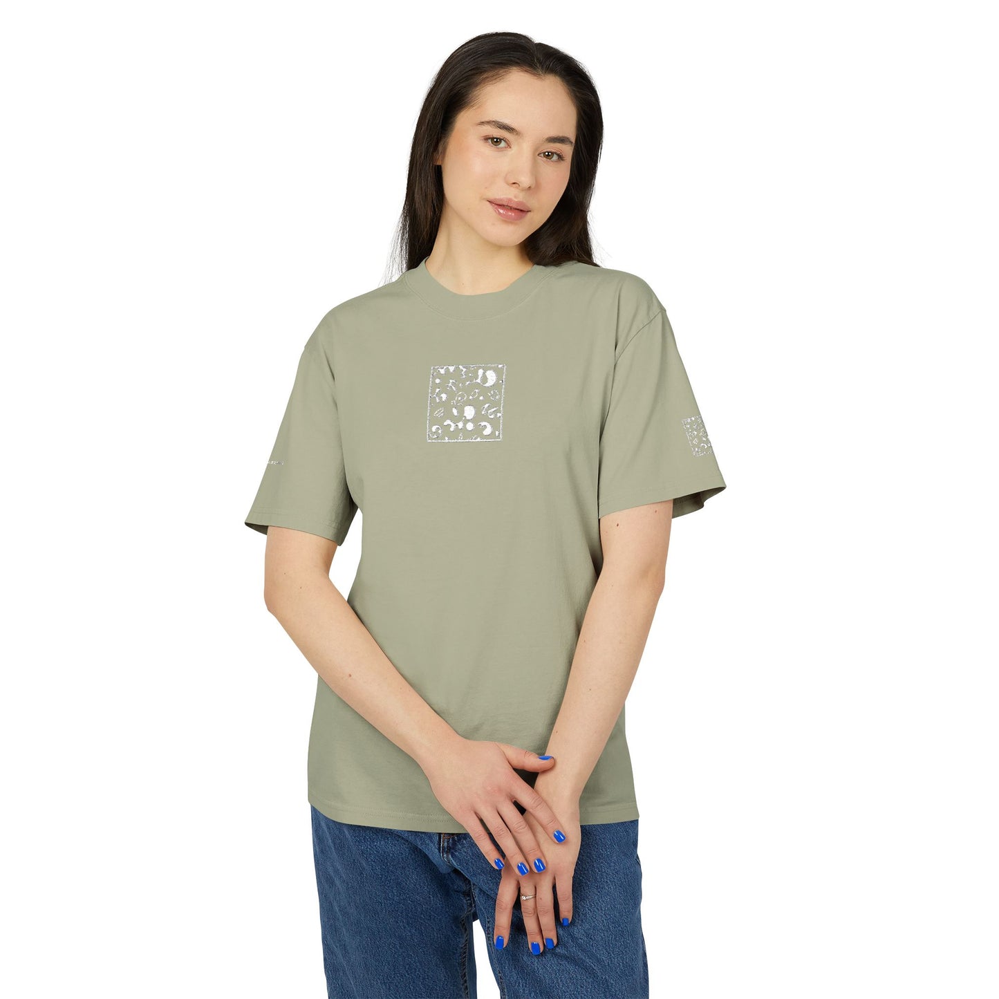 Adorn'd Minimalist Embroidered Unisex Heavy Faded Tee - Blank Page White