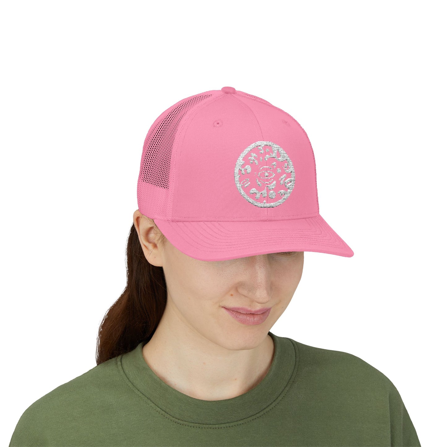 Adorn'd Logo Embroidered Retro Trucker Hat - Starlight White