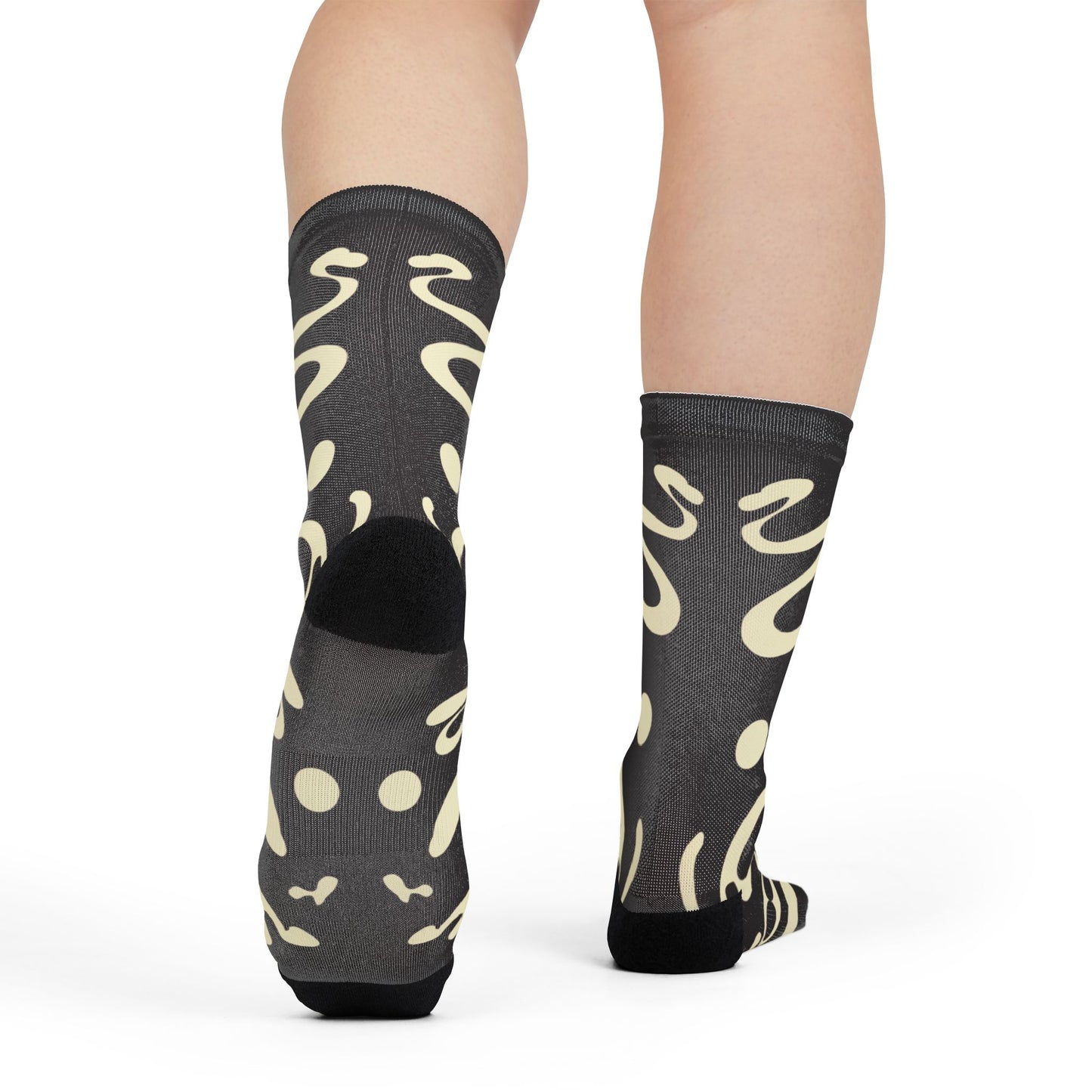 Mirror Work Color Crew Socks - Smoke Signal Black
