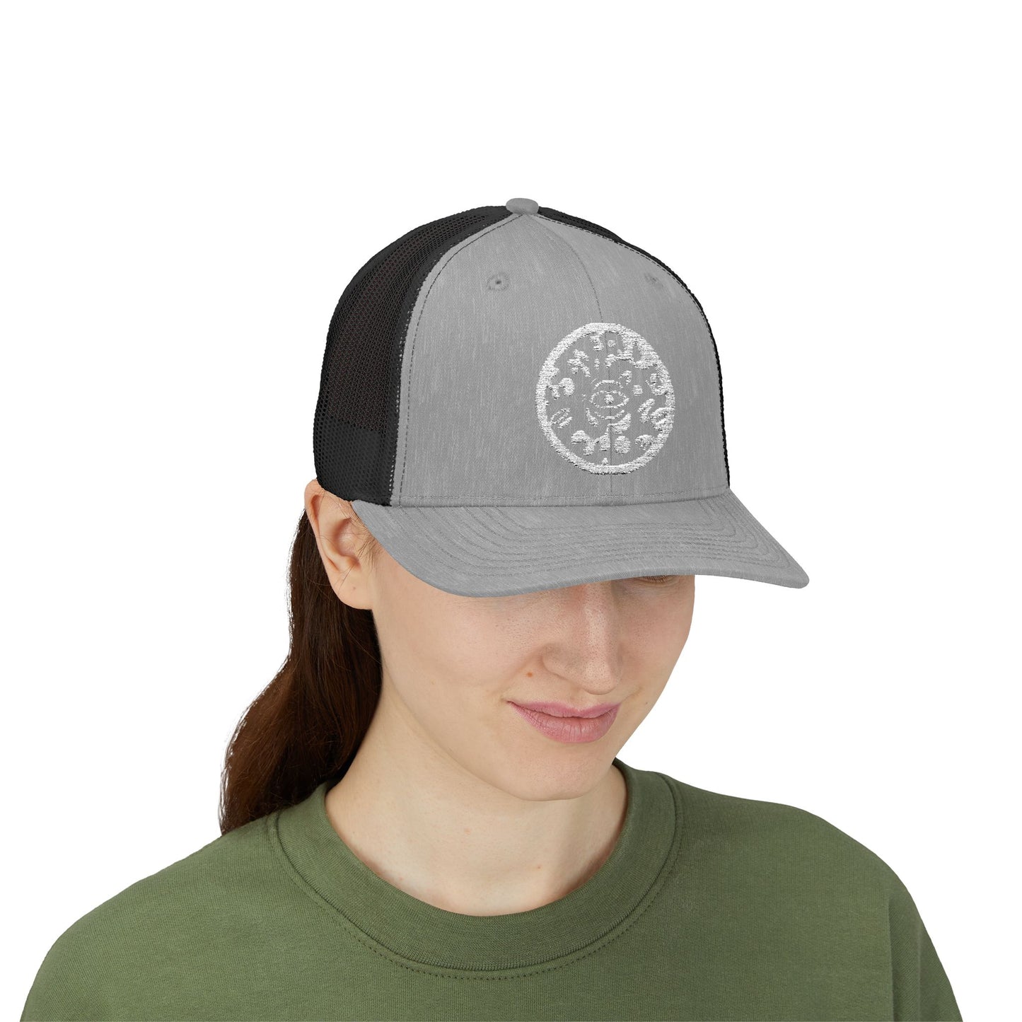 Adorn'd Logo Embroidered Retro Trucker Hat - Starlight White