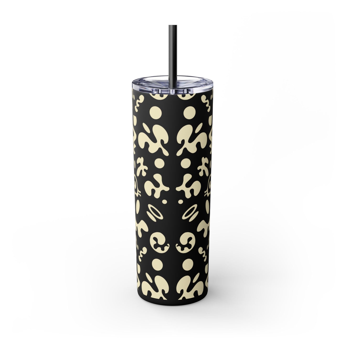 Mirror Work Skinny Color Tumbler w Straw - Blank Page White Print