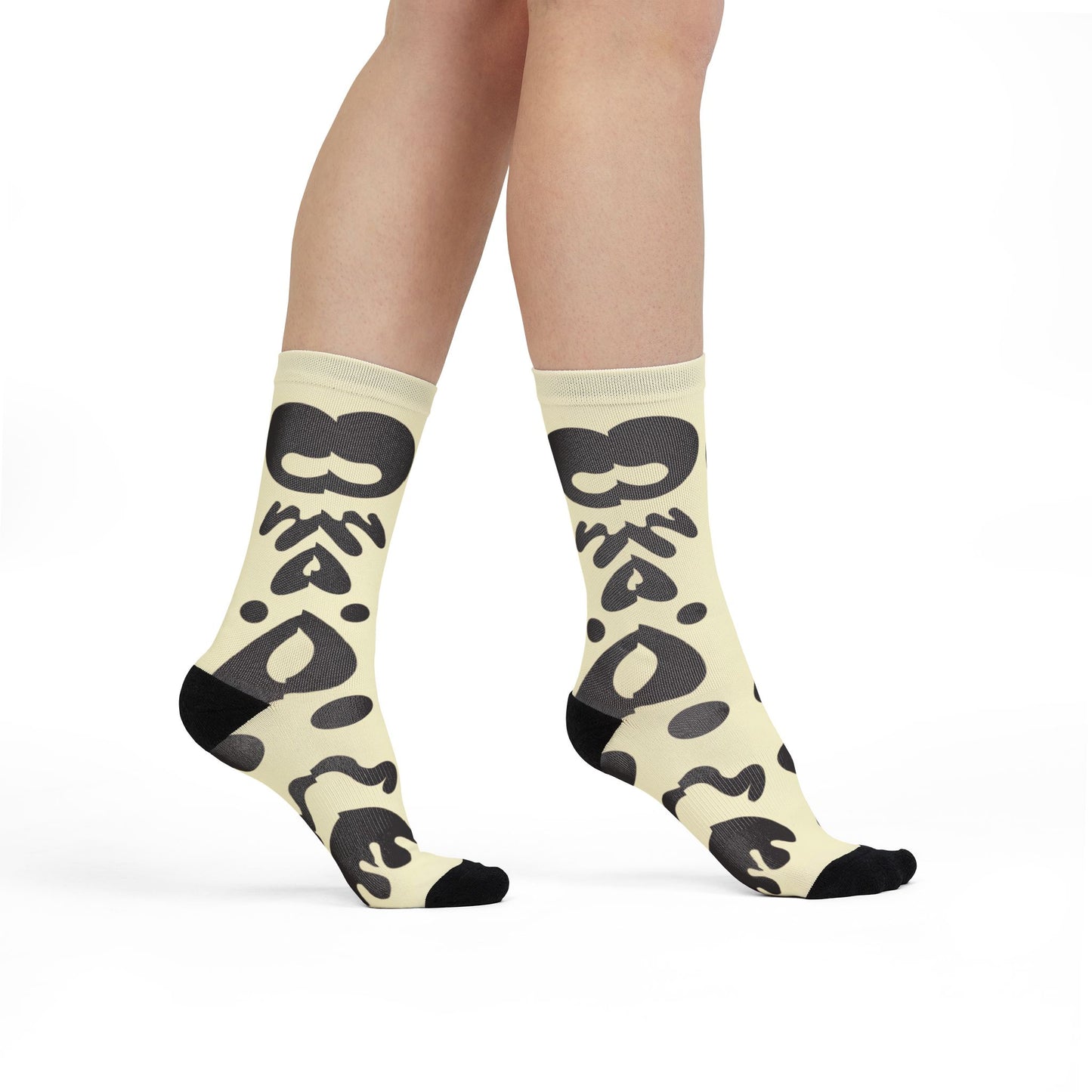 Mirror Work Color Crew Socks - Blank Page White