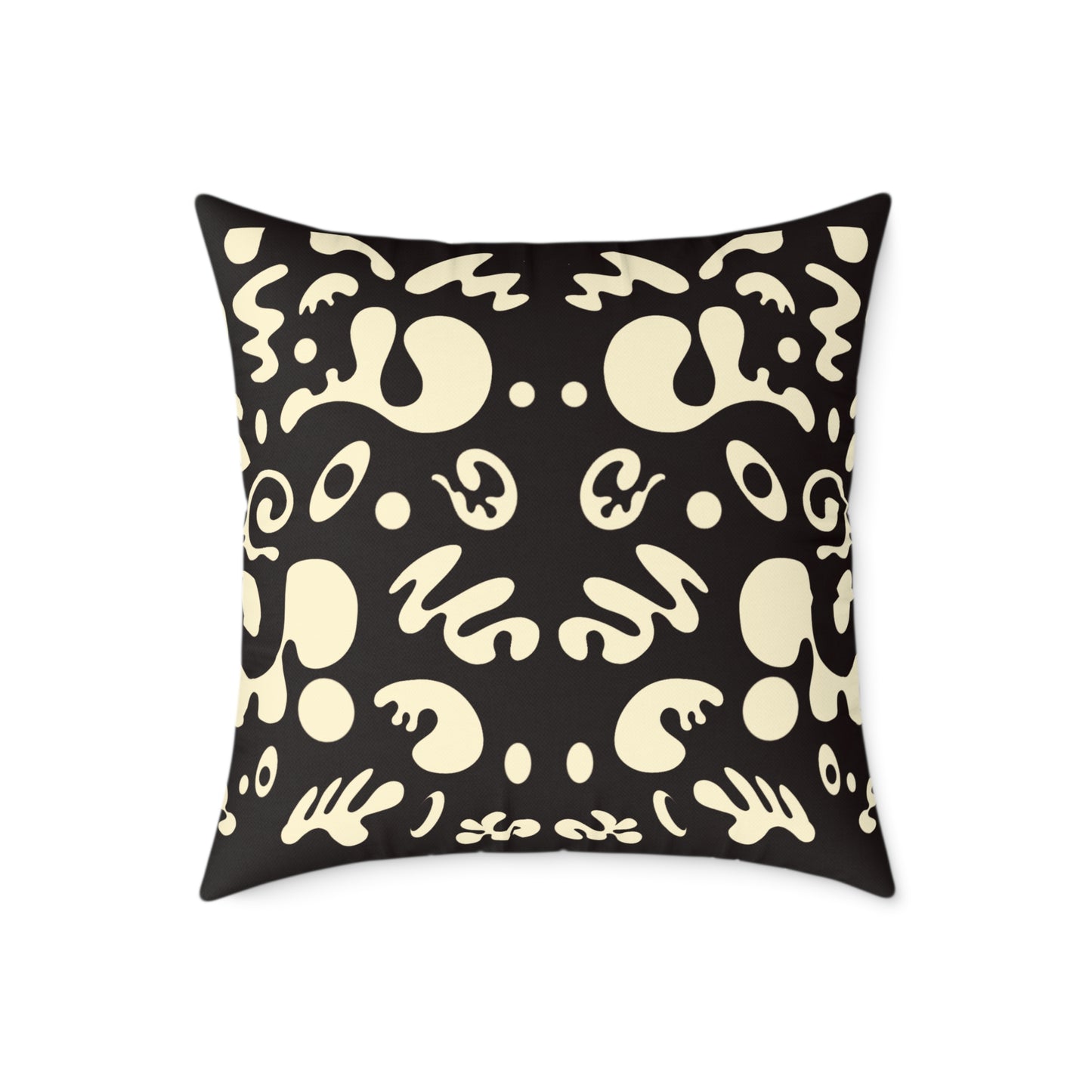 Mirror Work Square Poly Canvas Pillow - Smoke Signal Black