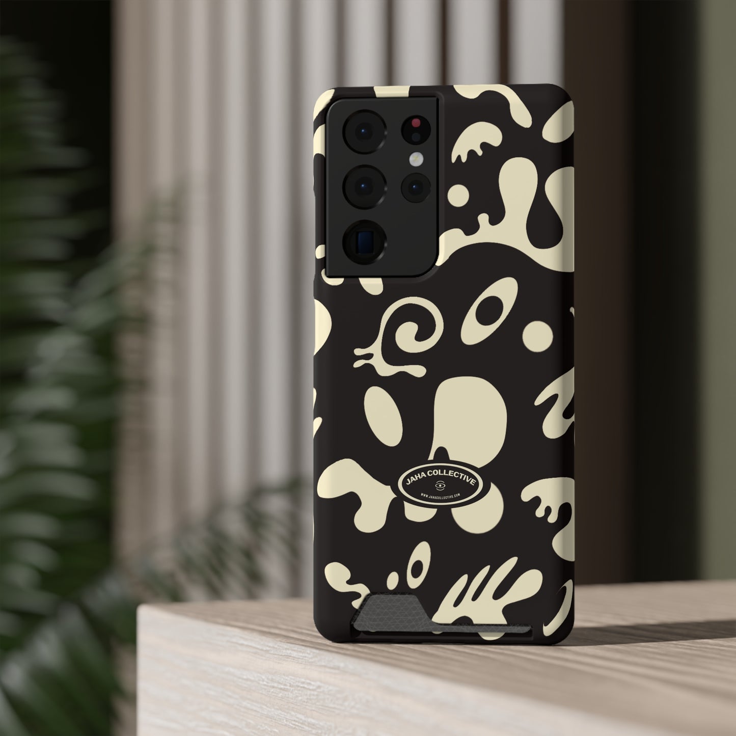 Pure Imagination Phone Case w Card Holder - Smoke Signal Black