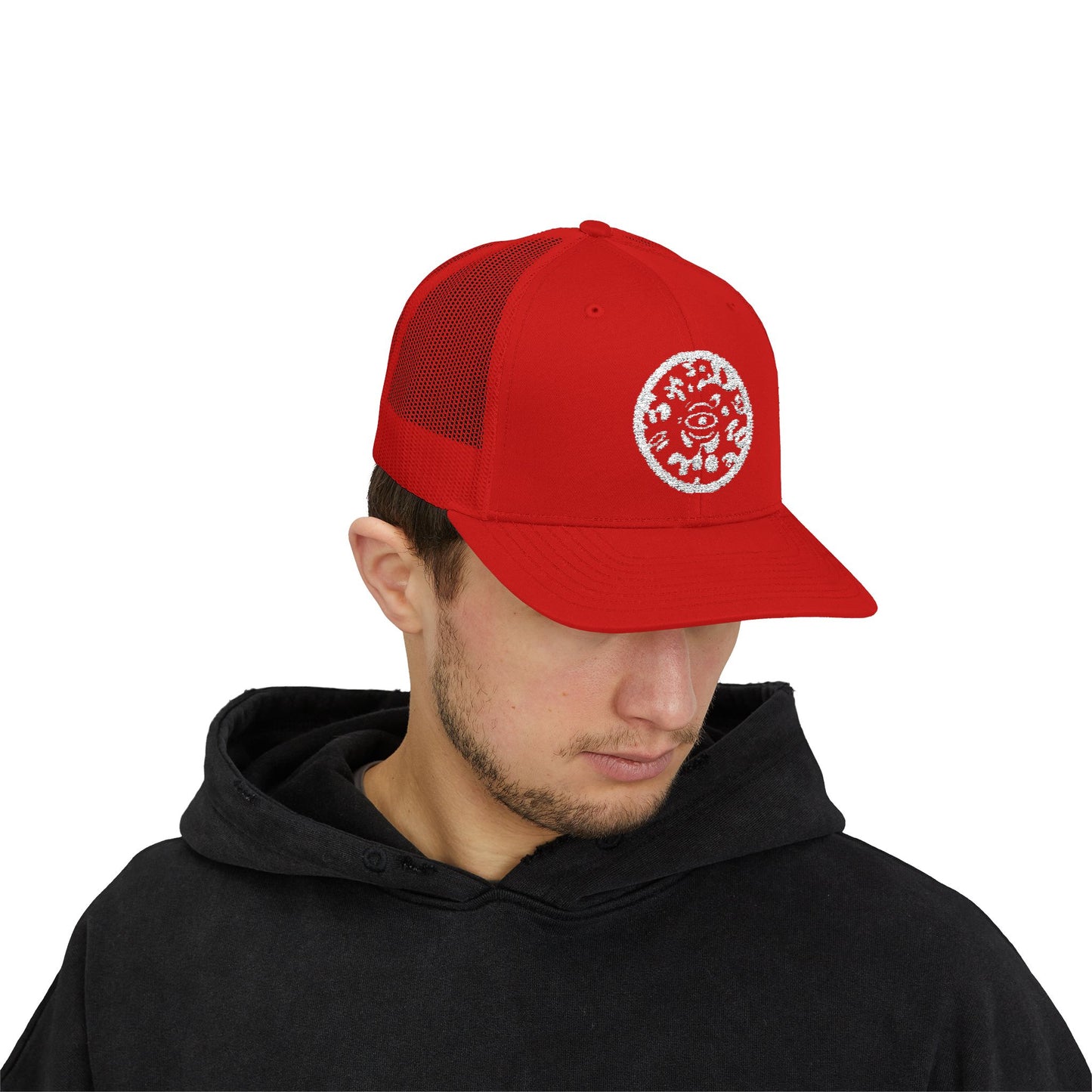 Adorn'd Logo Embroidered Retro Trucker Hat - Starlight White