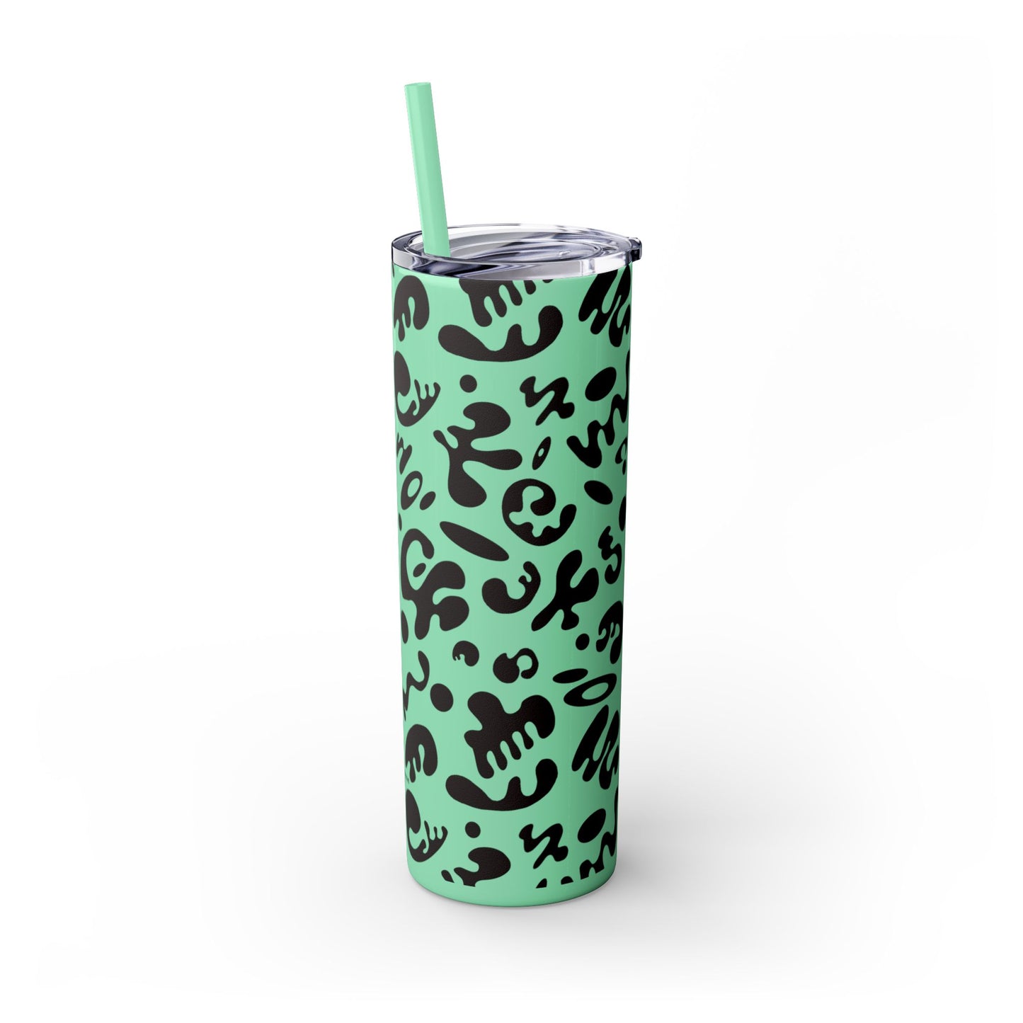 Mirror Work Skinny Color Tumbler w Straw - Smoke Signal Black Print
