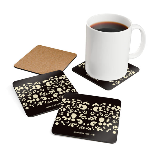 Mirror Work Corkwood Coaster Set (4) - Smoke Signal Black