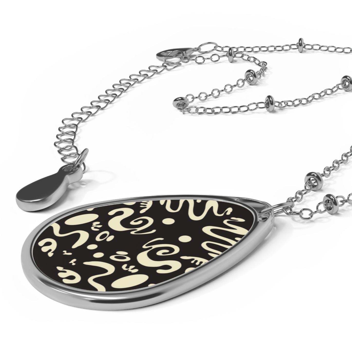 Mirror Work Color Oval Necklace - Smoke Signal