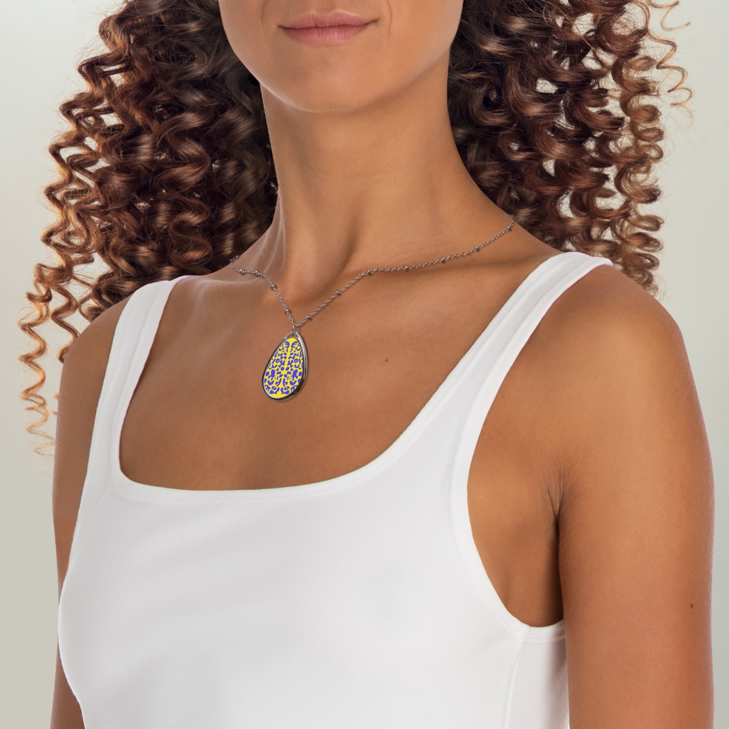 Mirror Work Color Oval Necklace - Sunspell