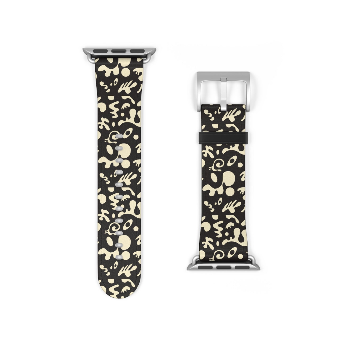 Adorn'd Faux Leather Apple Watch Band - Smoke Signal Black