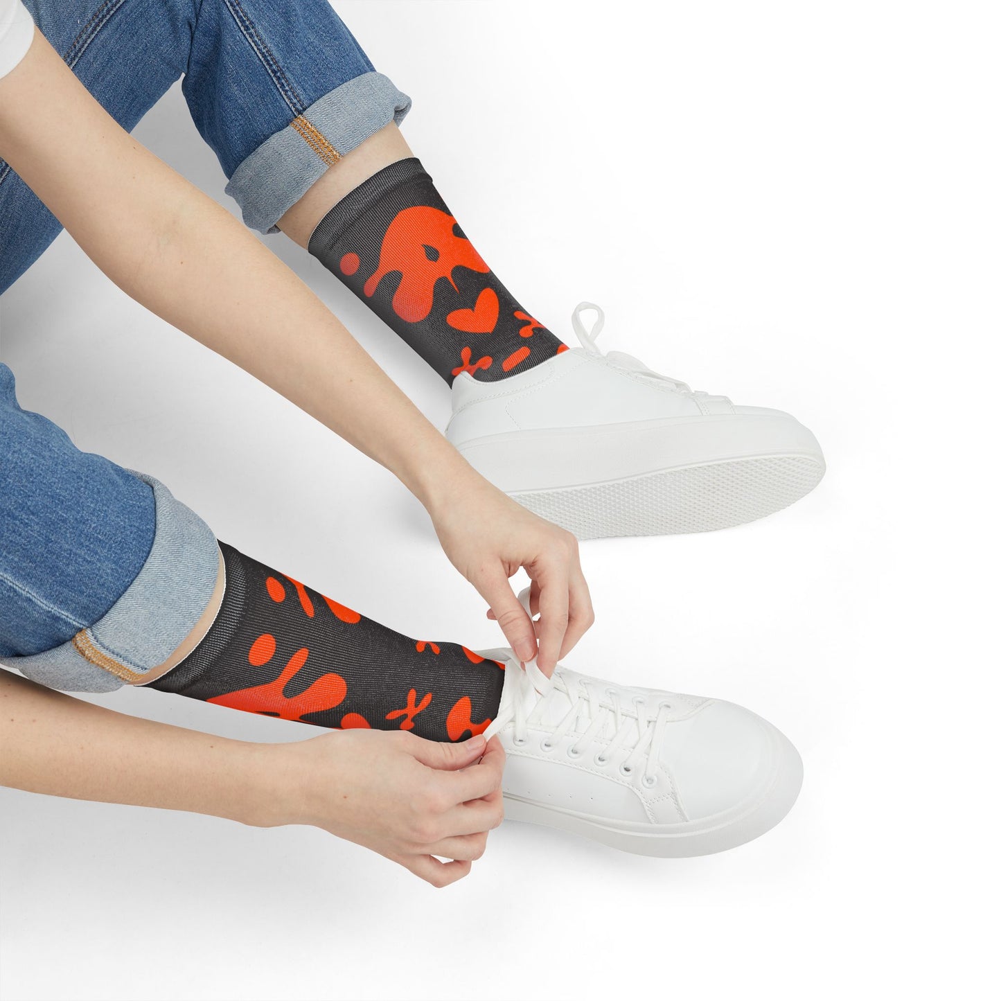 Mirror Work Color Crew Socks - Black Magic Woman