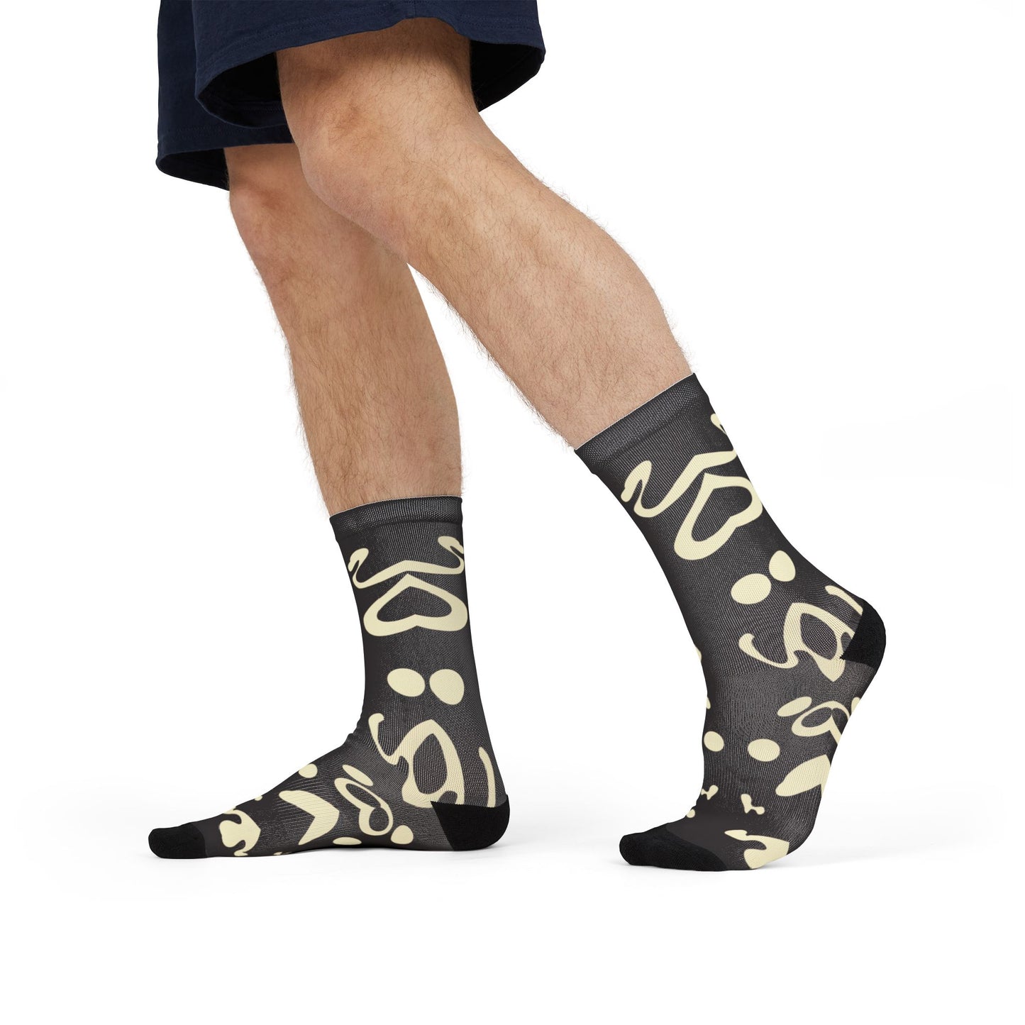 Mirror Work Color Crew Socks - Smoke Signal Black