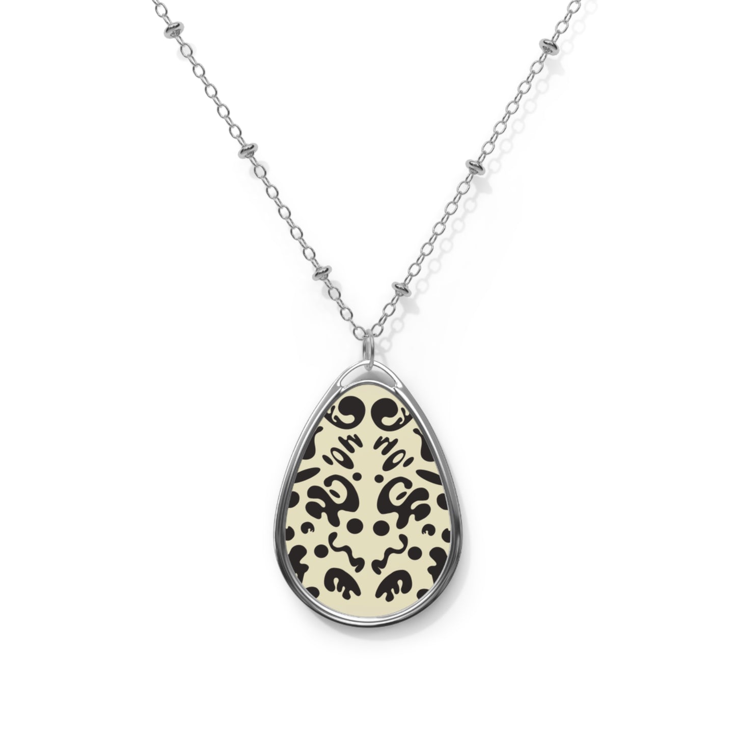 Mirror Work Color Oval Necklace - Blank Page