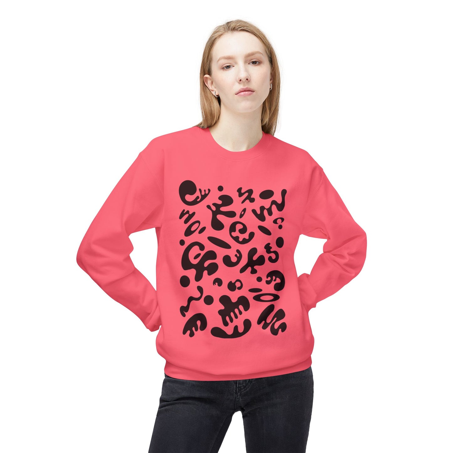 Pure Imagination Unisex Midweight Softstyle Fleece Crewneck Sweatshirt - Smoke Signal Black Print