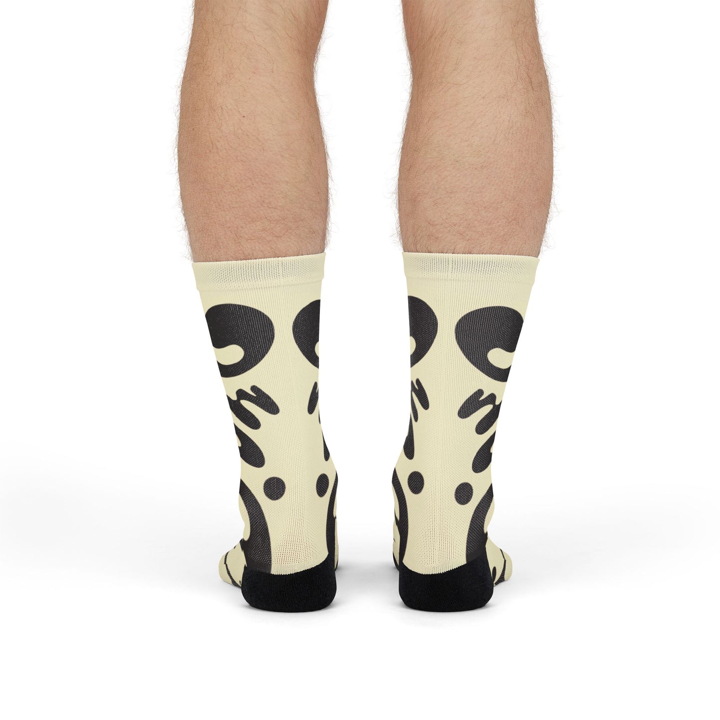 Mirror Work Color Crew Socks - Blank Page White
