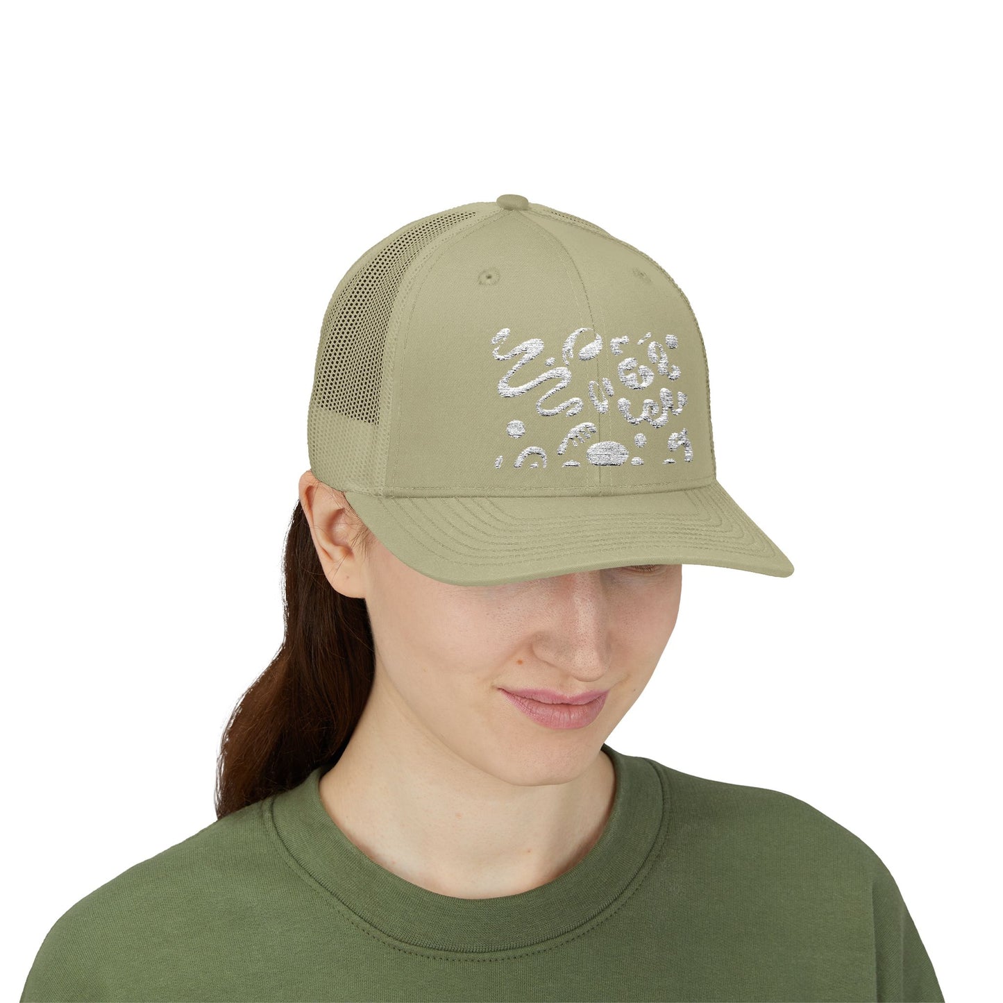 Pure Imagination Embroidered Retro Trucker Hat - Blank Page White
