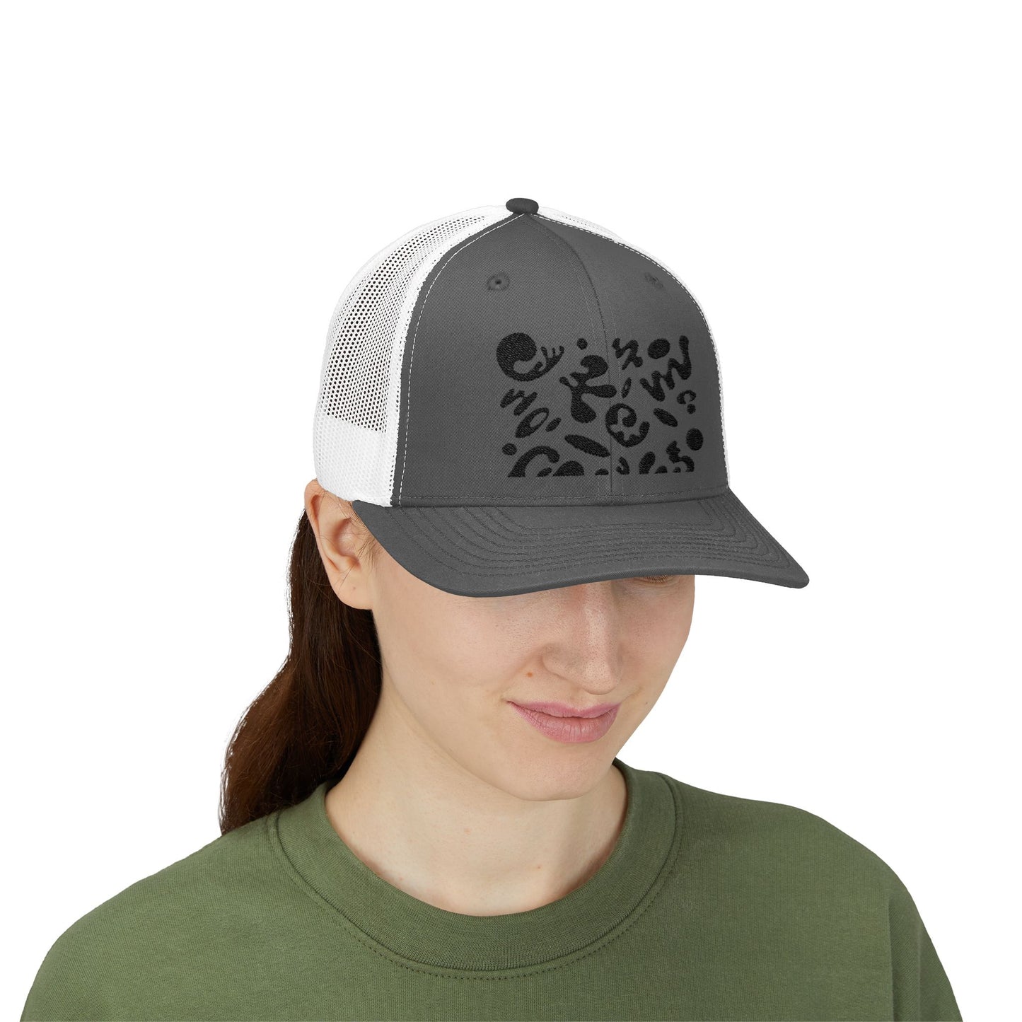 Pure Imagination Embroidered Retro Trucker Hat - Smoke Signal Black