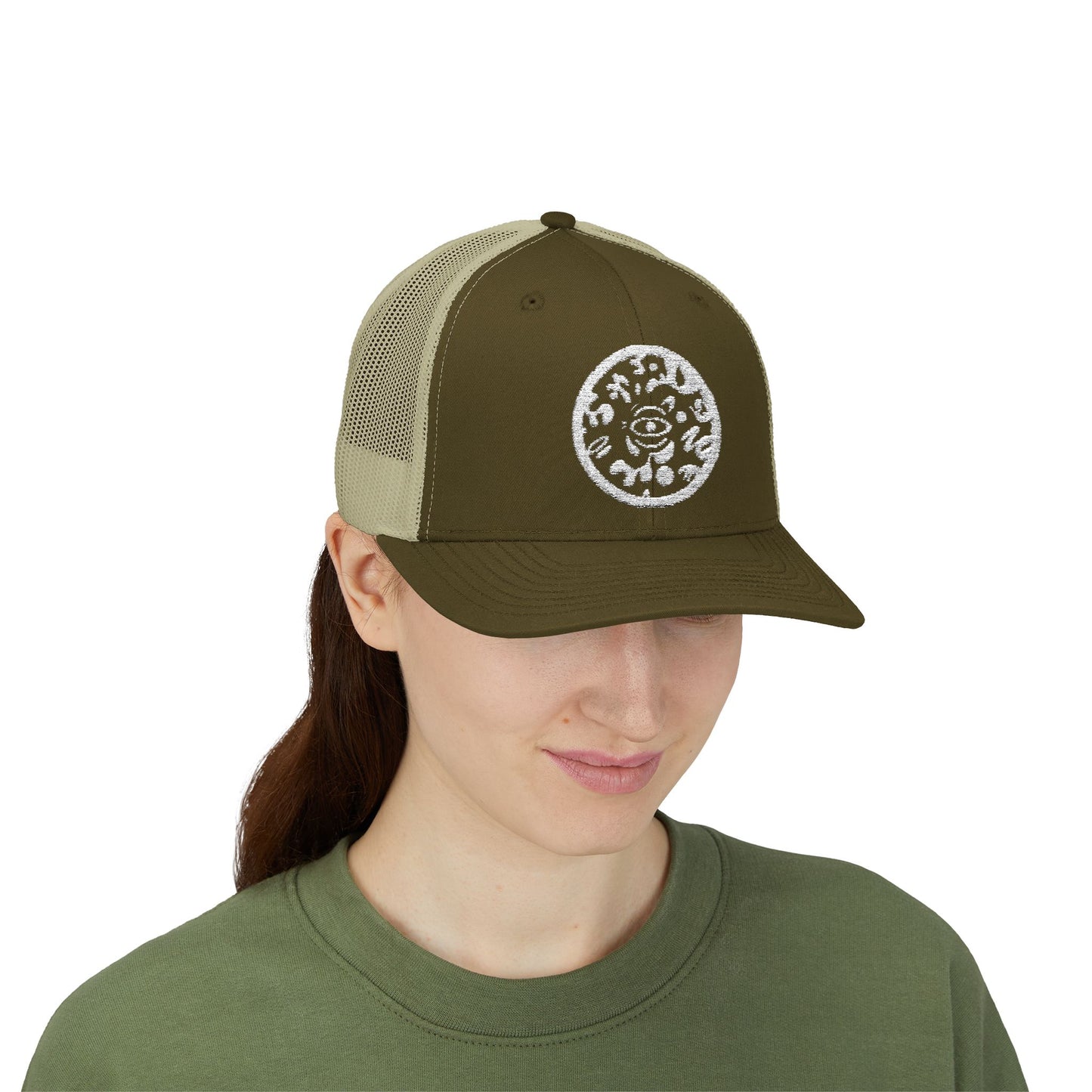 Adorn'd Logo Embroidered Retro Trucker Hat - Starlight White