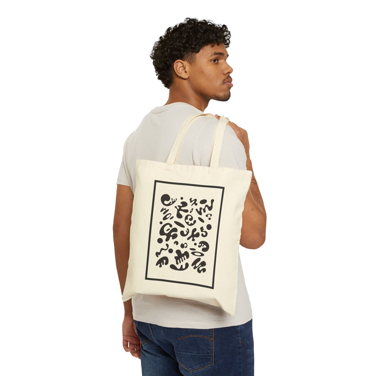 Deep Dream Cotton Canvas Tote Bag - Smoke Signal Black